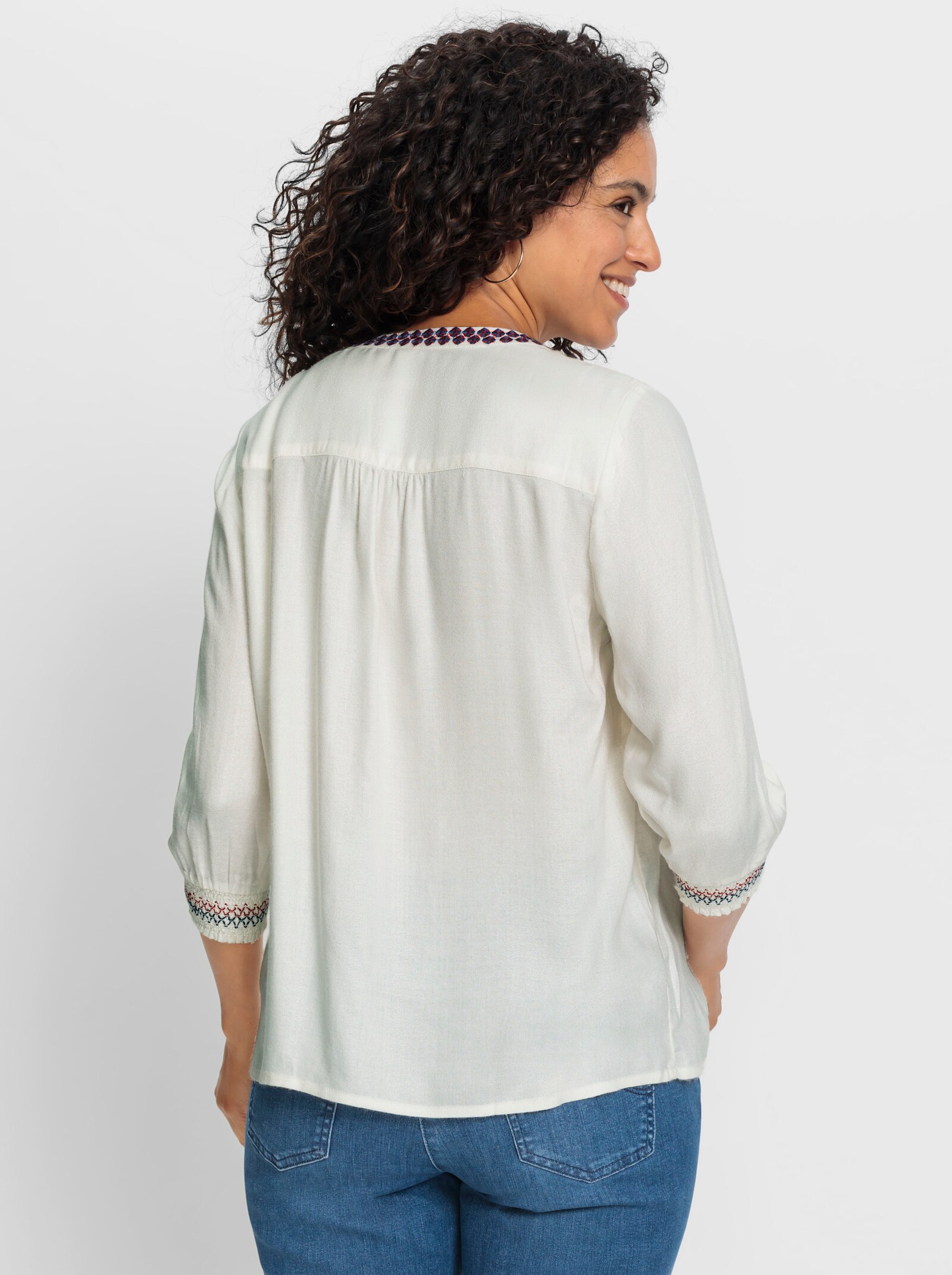 Tuniek met gesmokte delen - ecru