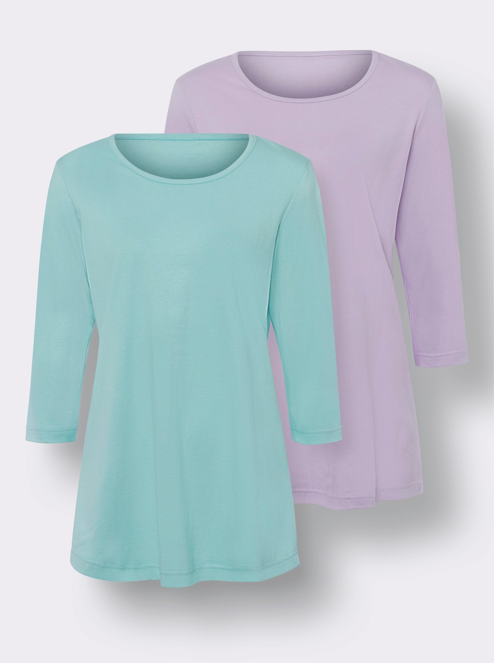 Lang shirt per 2 stuks - lila + mint