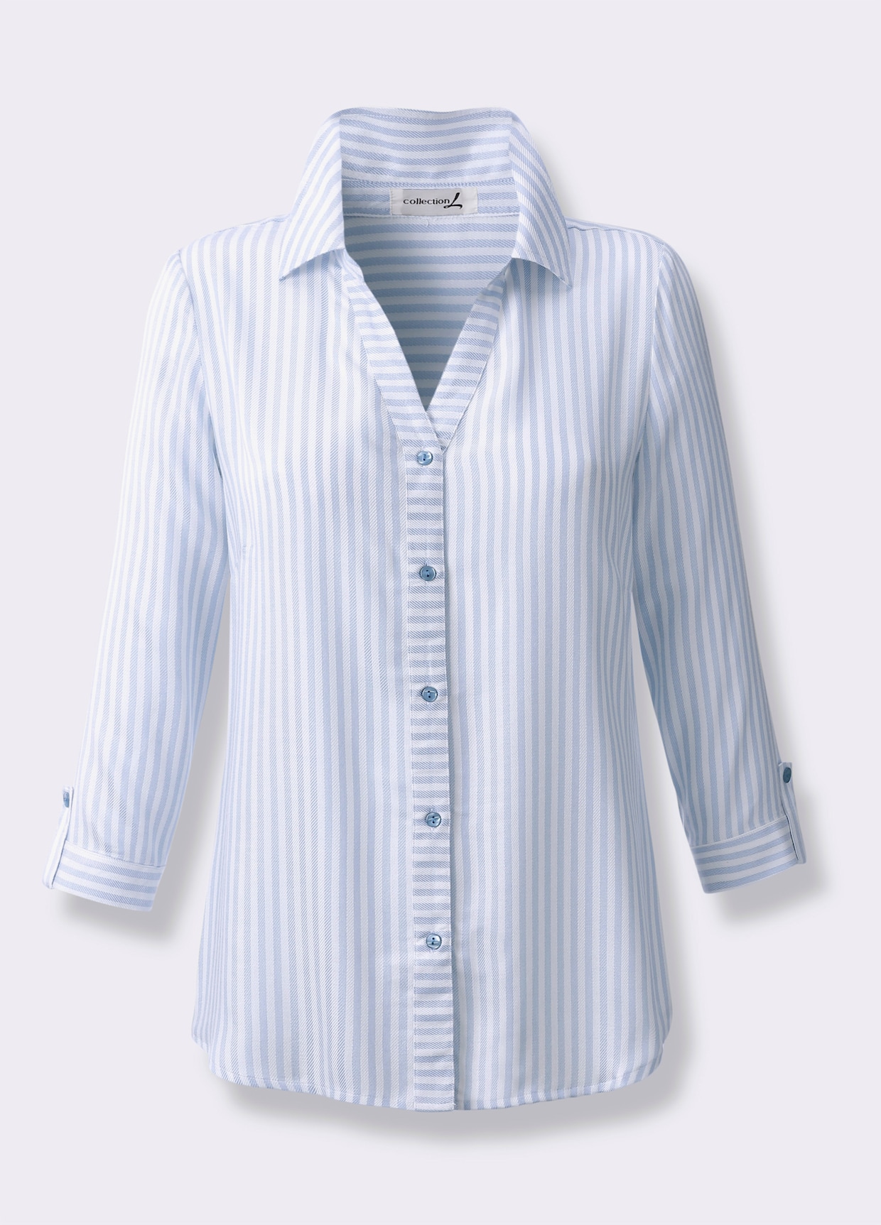 Gestreepte blouse - ijsblauw/wit gestreept