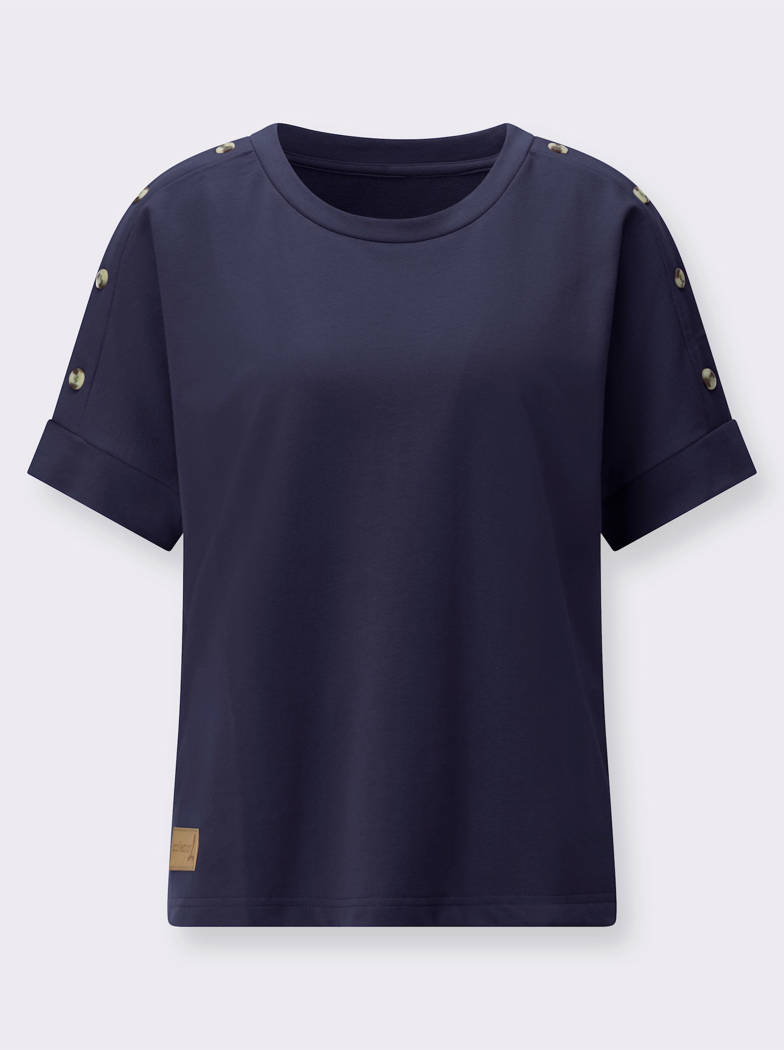 Sweatshirt mit Zierknöpfen an der Schulterpartie - marine