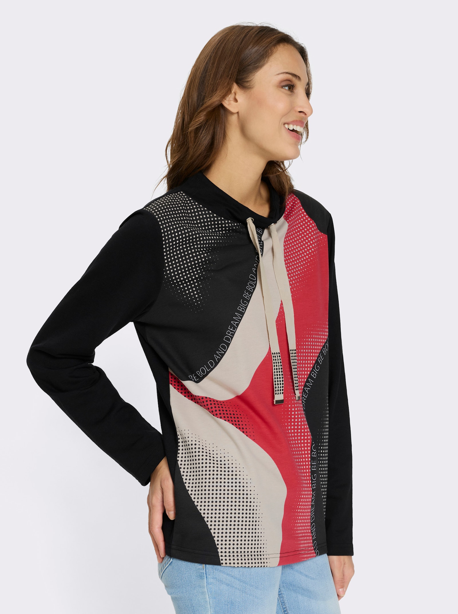 Sweatshirt - erdbeere-schwarz-bedruckt