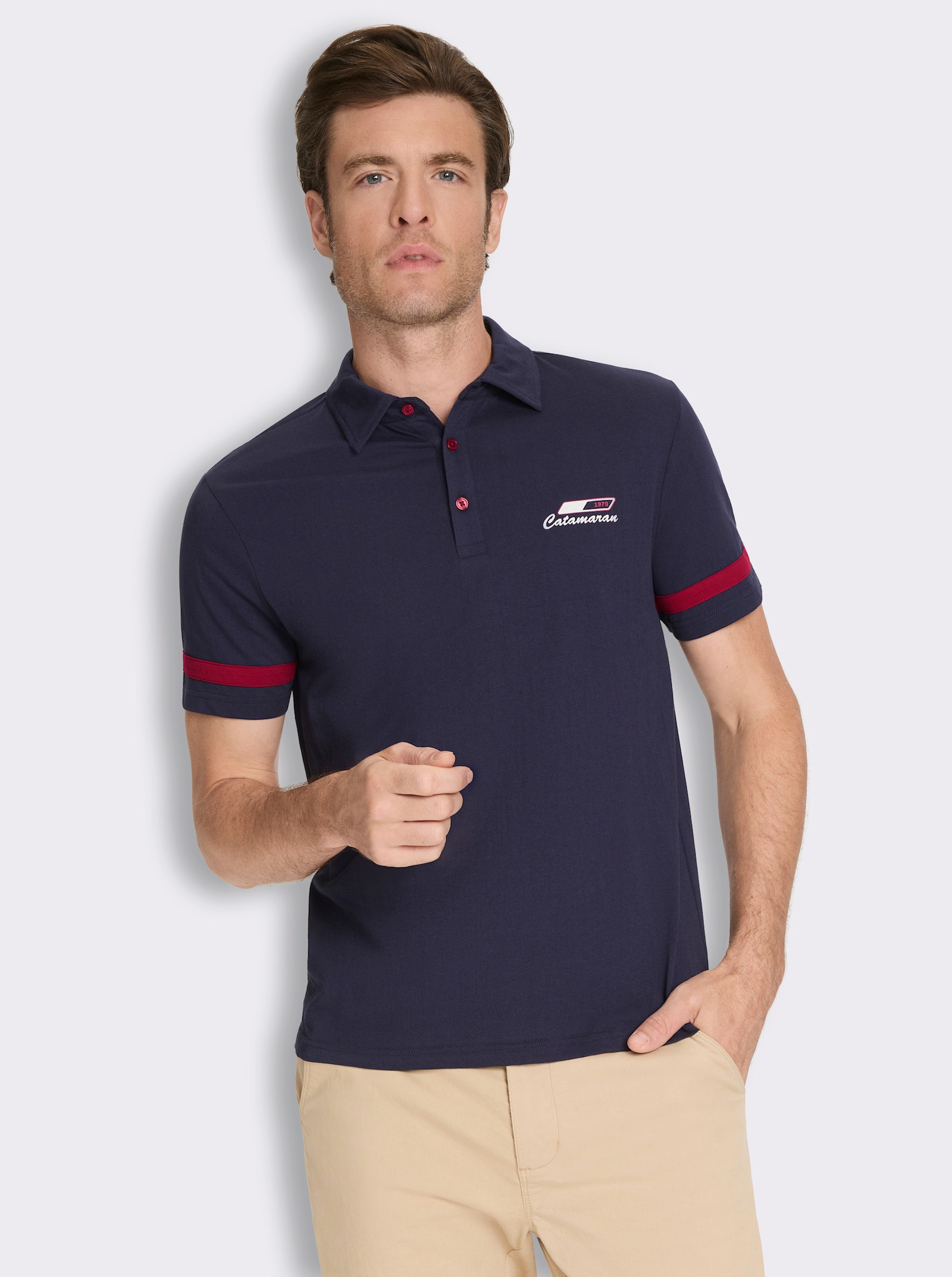 Poloshirt mit Print - marine-kirsche