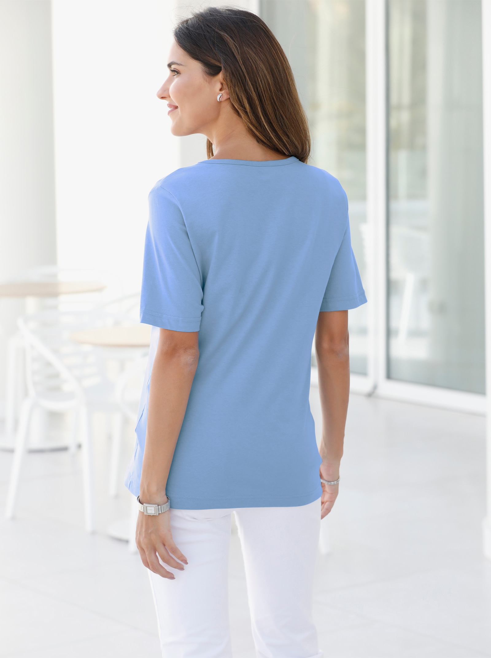 Shirt met korte mouwen in getailleerd model - bleu