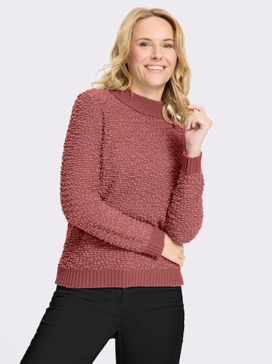 Stehkragenpullover aus Effektgarn - rosenholz