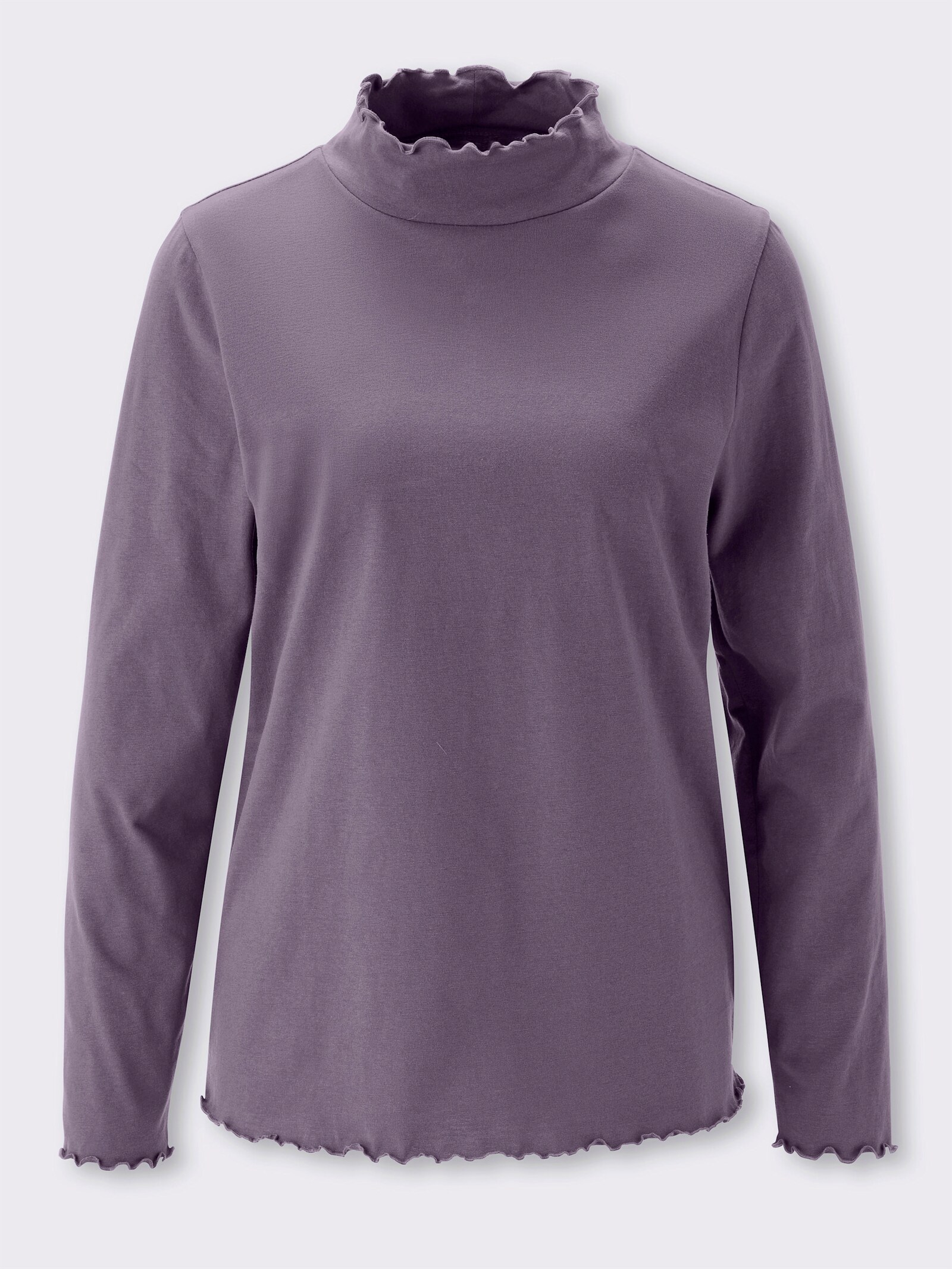 Stehkragenshirt mit gewellten Abschlüssen - feige
