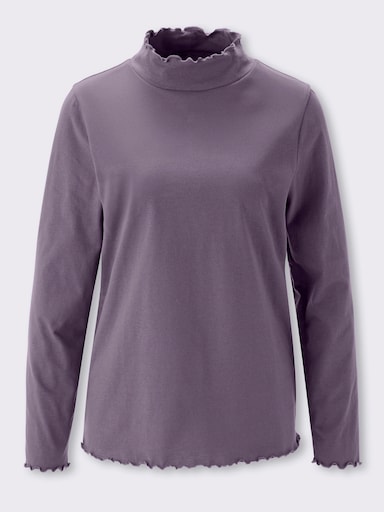 Stehkragenshirt mit gewellten Abschlüssen - feige