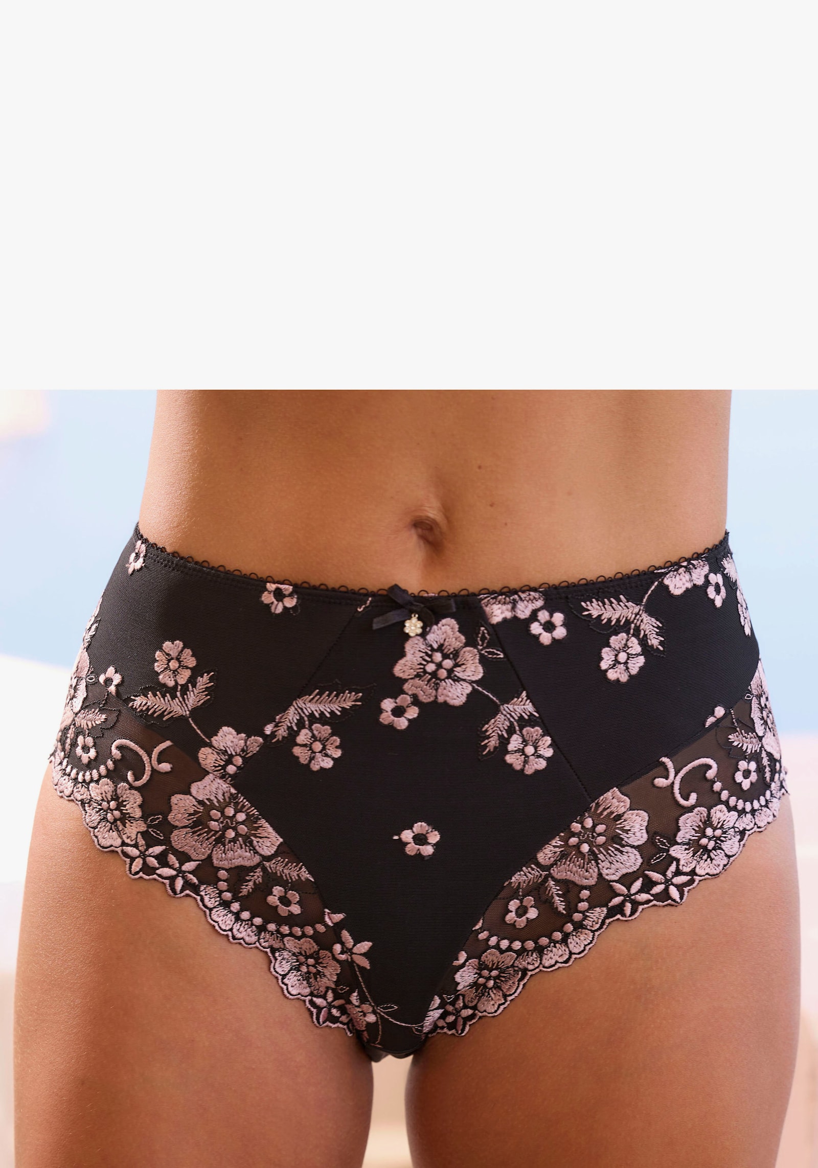 LASCANA Slip - schwarz-rose