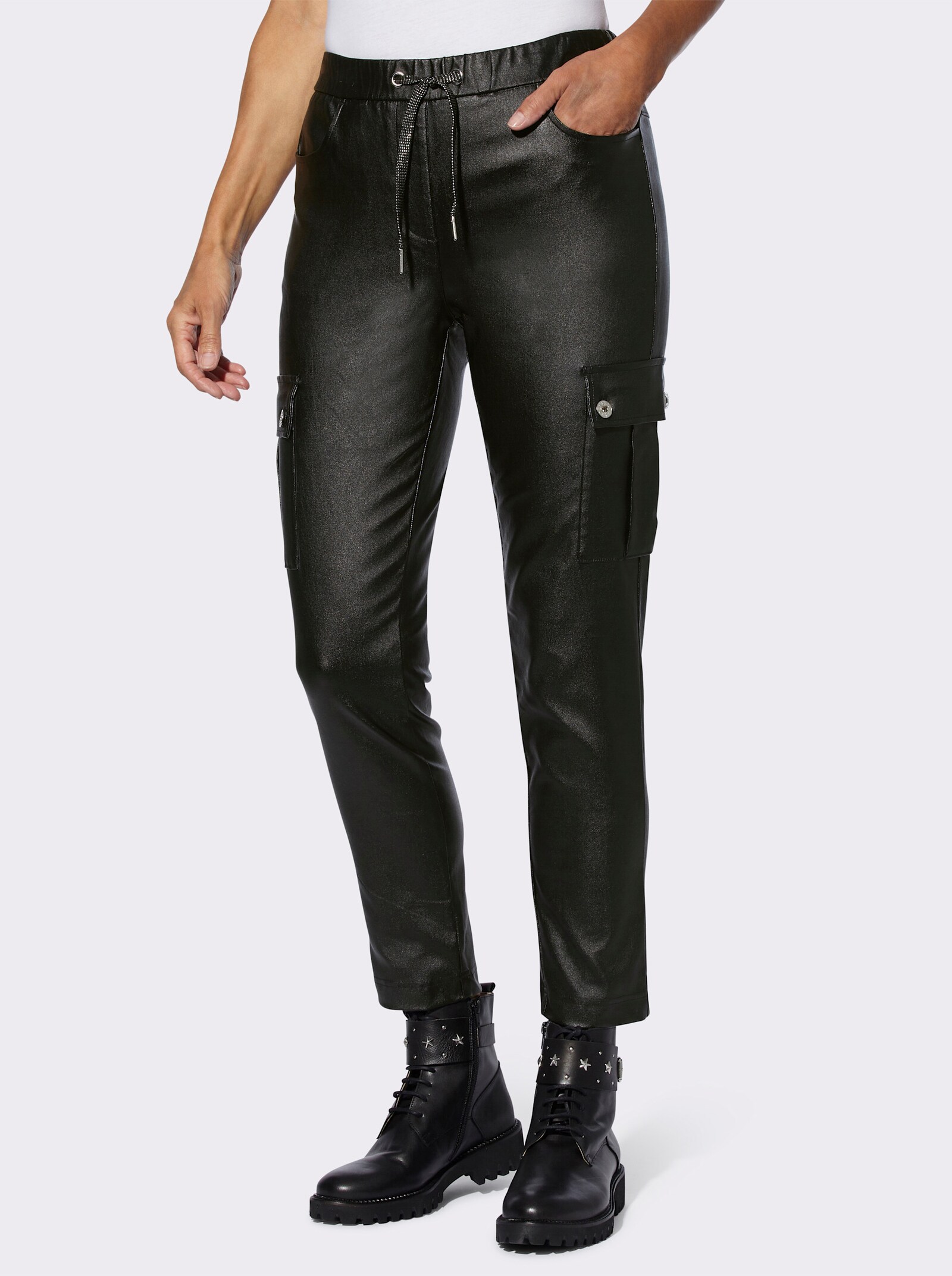 Hose in Leder-Optik - schwarz