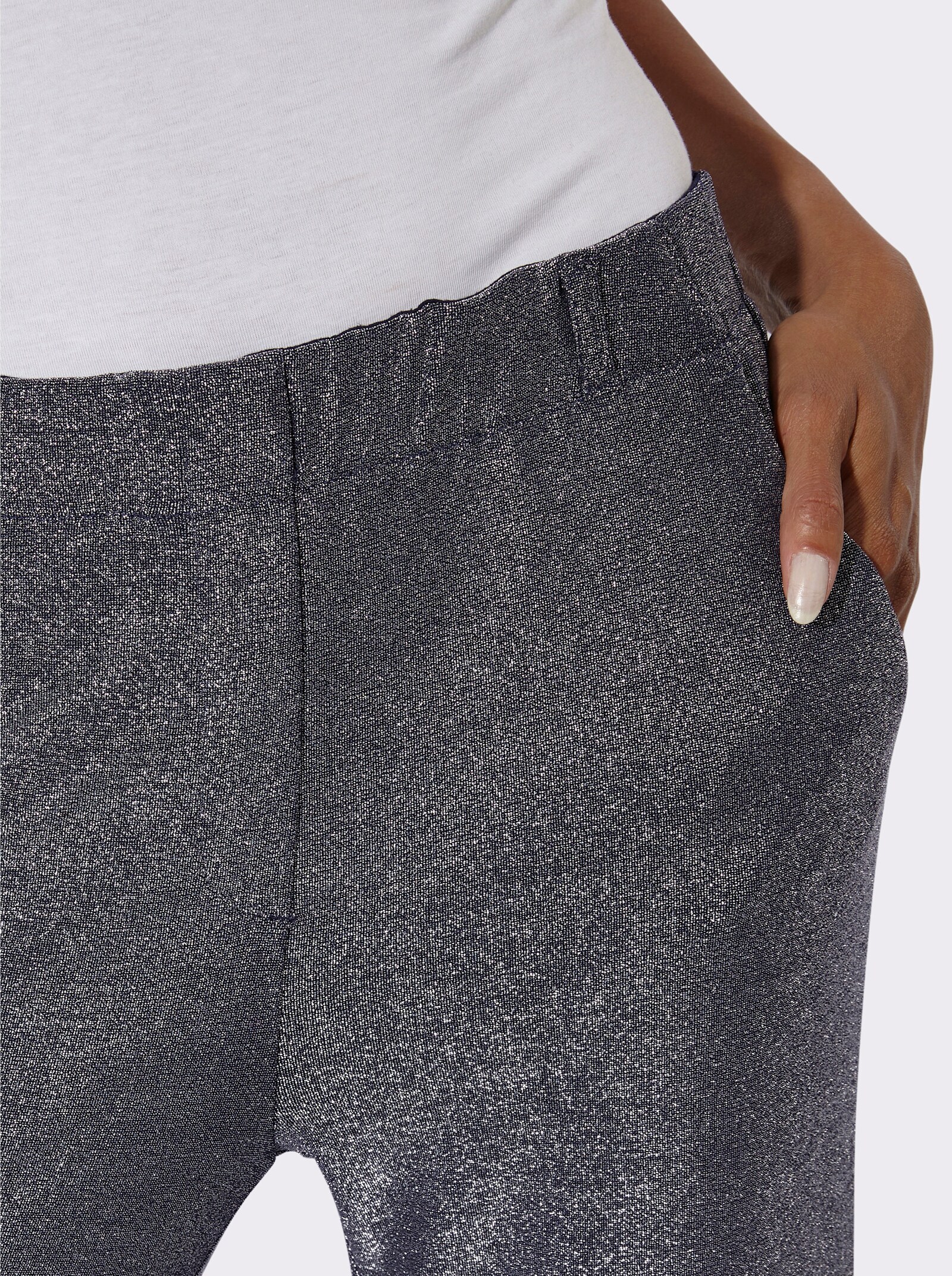 Jerseyhose mit Glanzgarn - silberfarben-marine