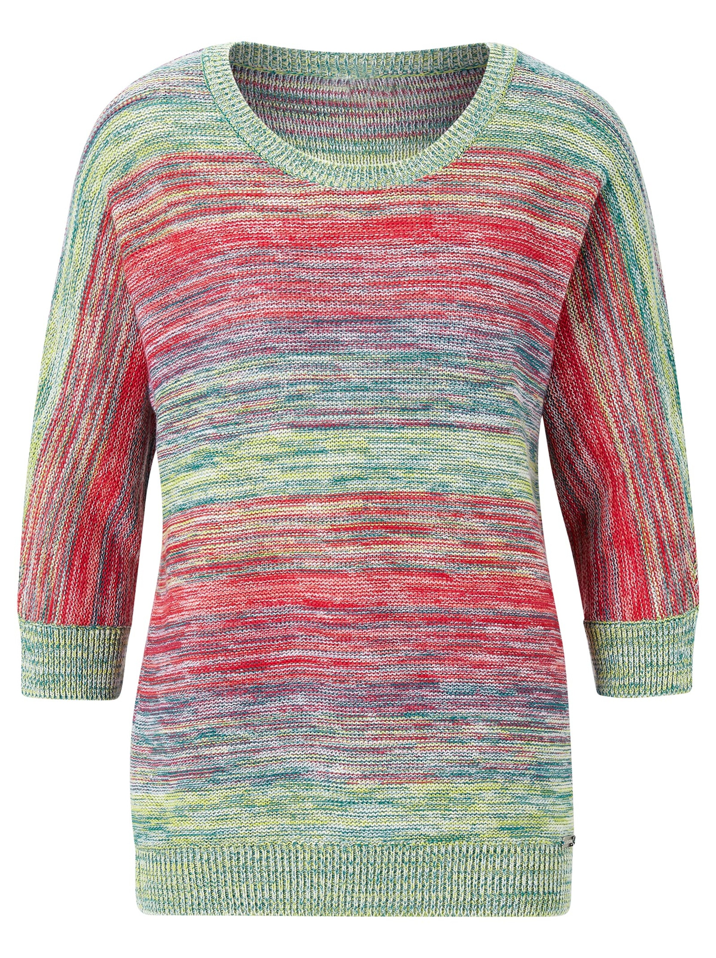 Collection L Pullover - rot-grün-gemustert