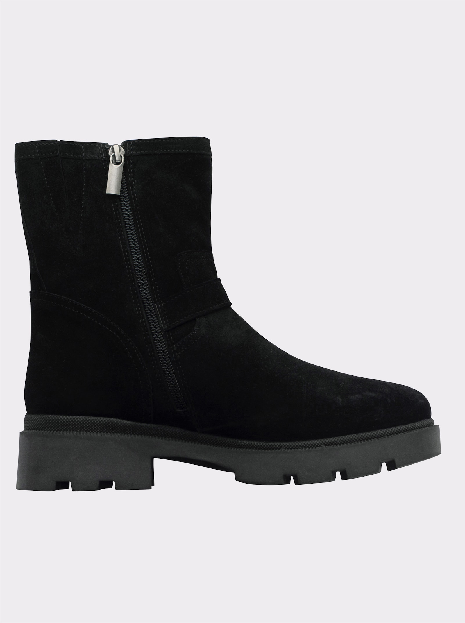sheego Stiefelette mit Bändern und Schnallen - schwarz