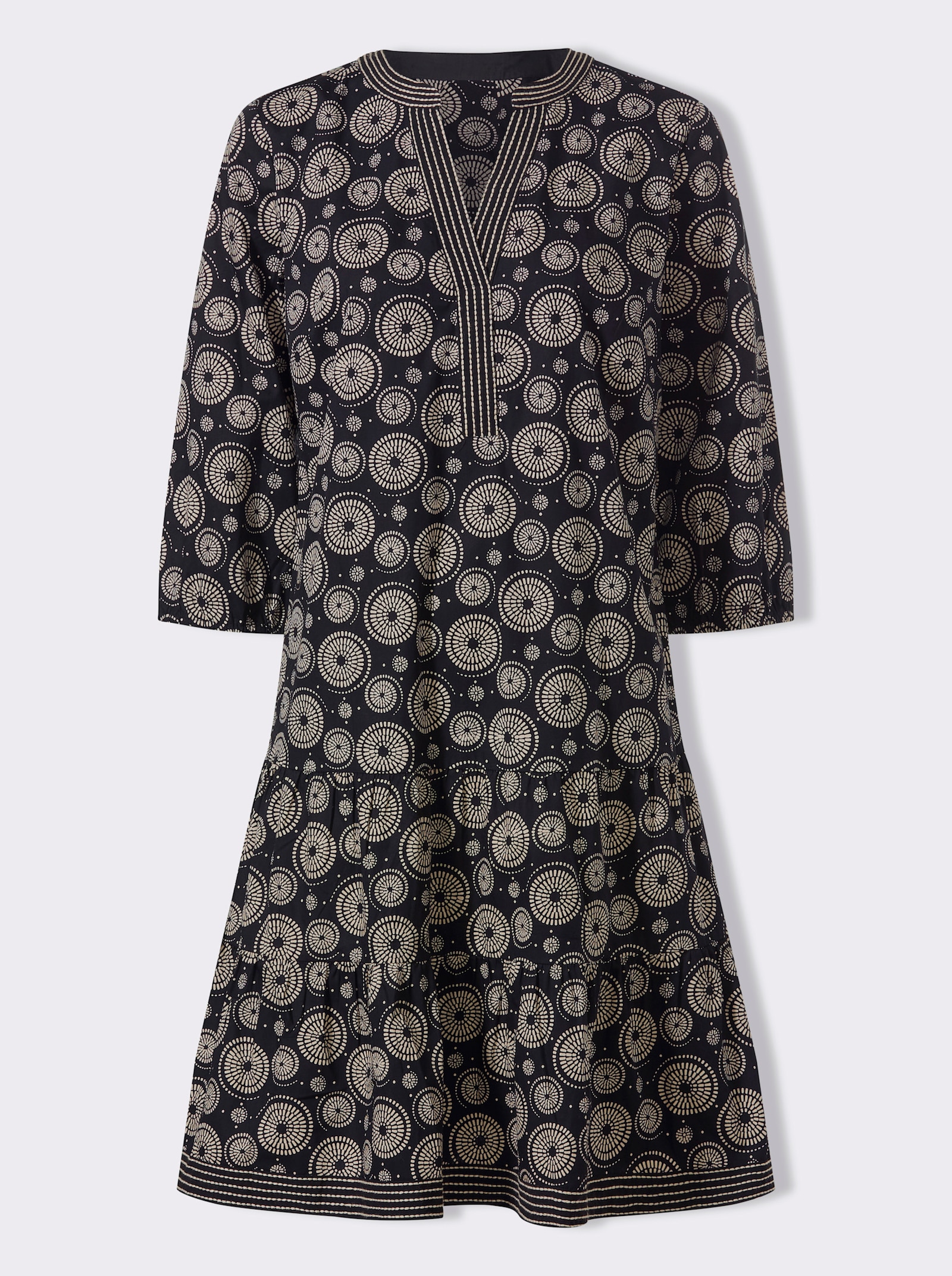 heine Robe imprimée évasée - noir-sable imprimé