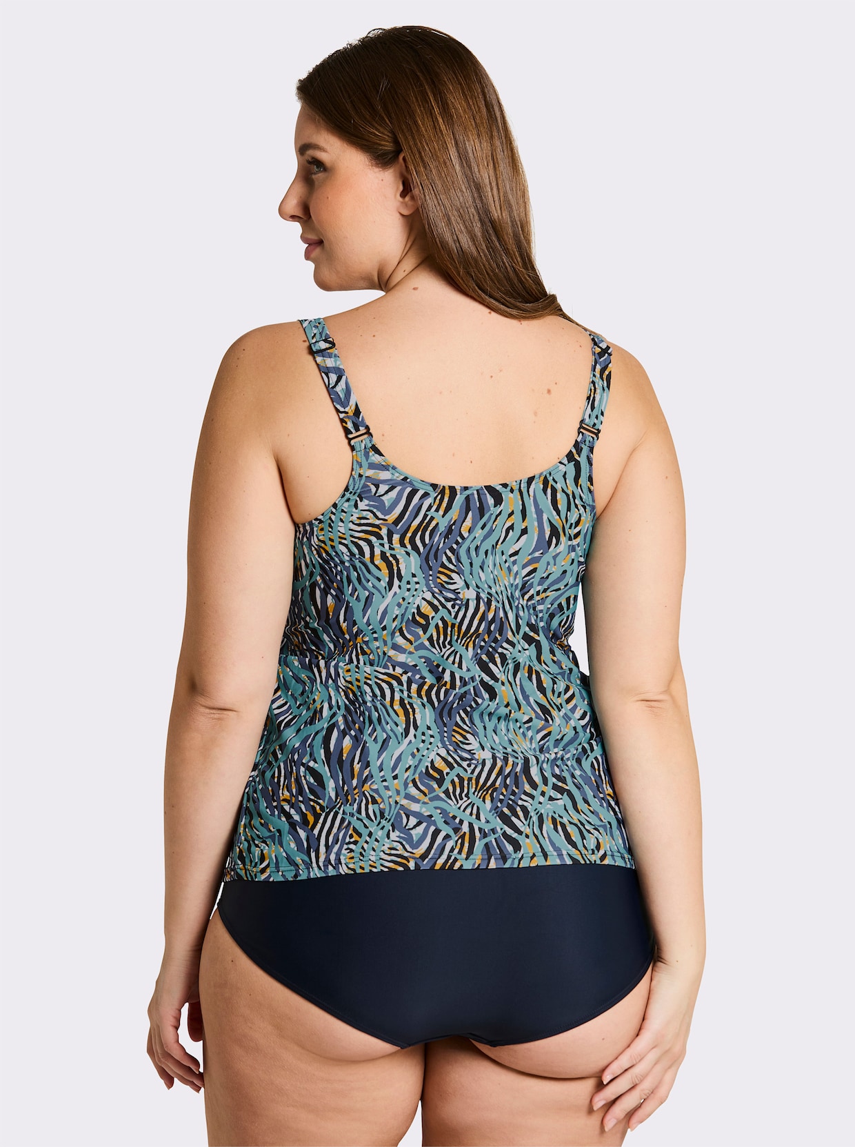 Tankini-Oberteil mit verstellbaren Trägern, bedruckt - weiß-ozean-bedruckt