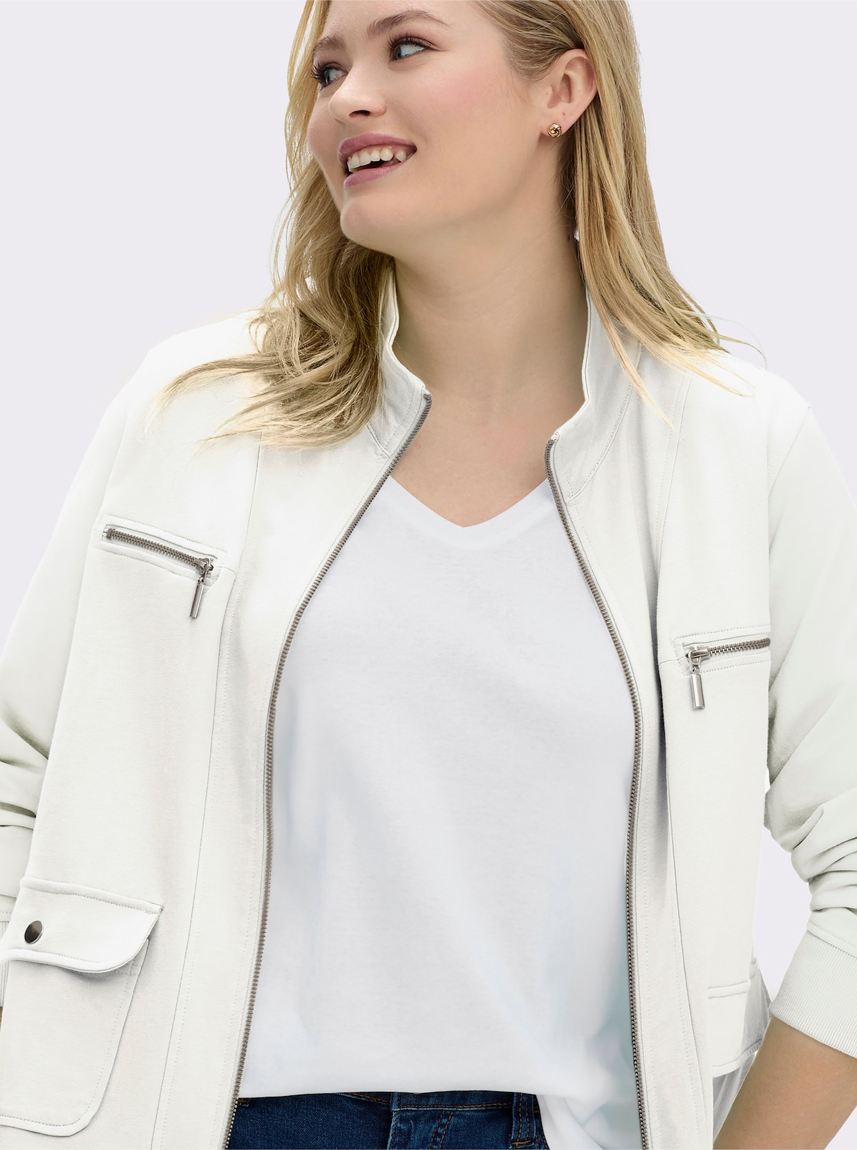 Shirtjacke aus reiner Baumwolle - weiß