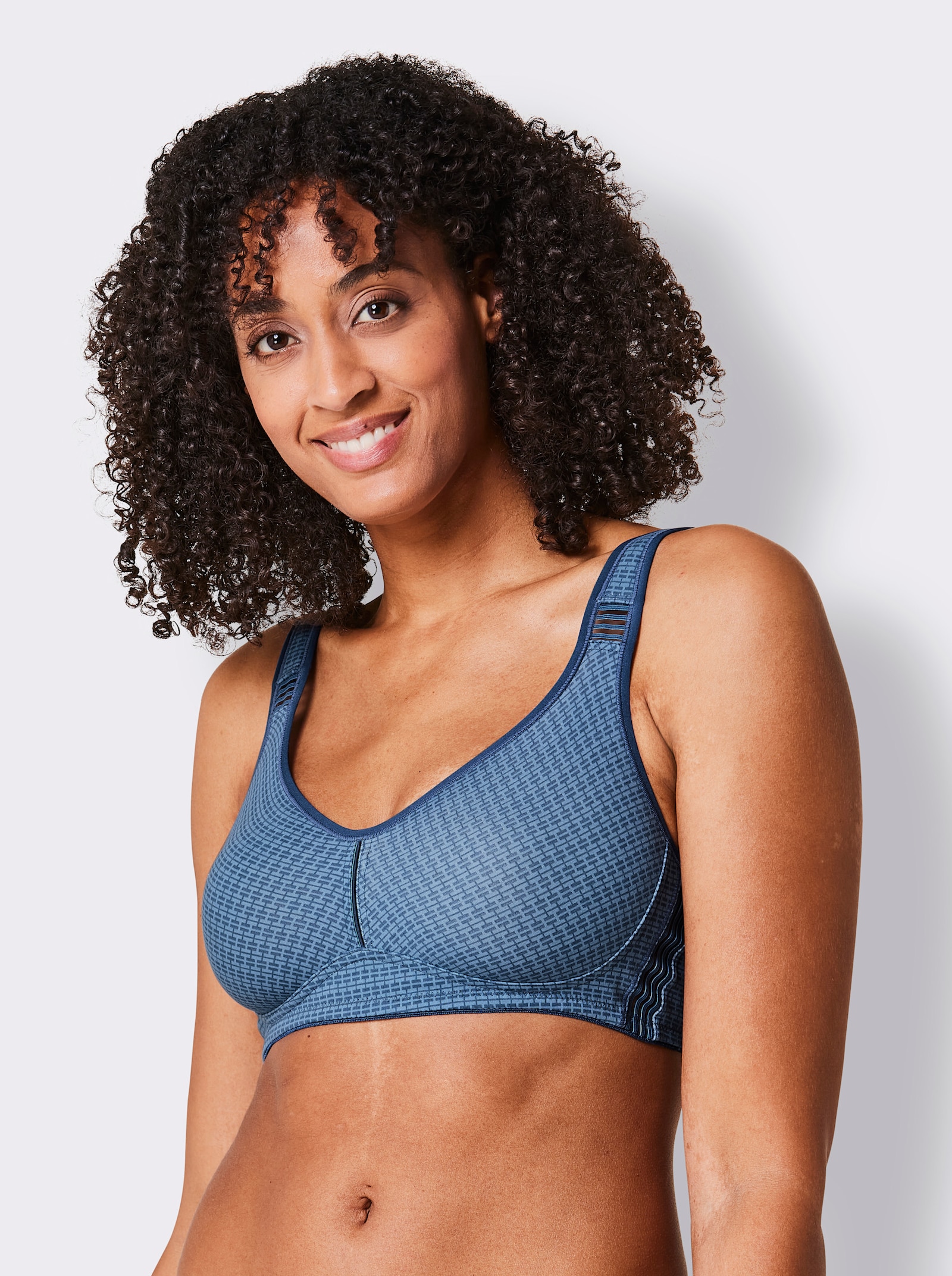 wäschepur Komfort-BH ohne Bügel mit transparenten Einsätzen - mittelblau-bleu