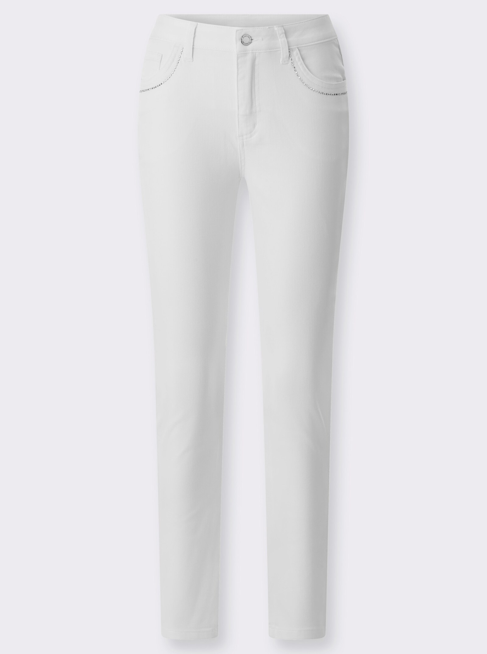 5-Pocket-Jeans mit Glitzersteinchen - weiß