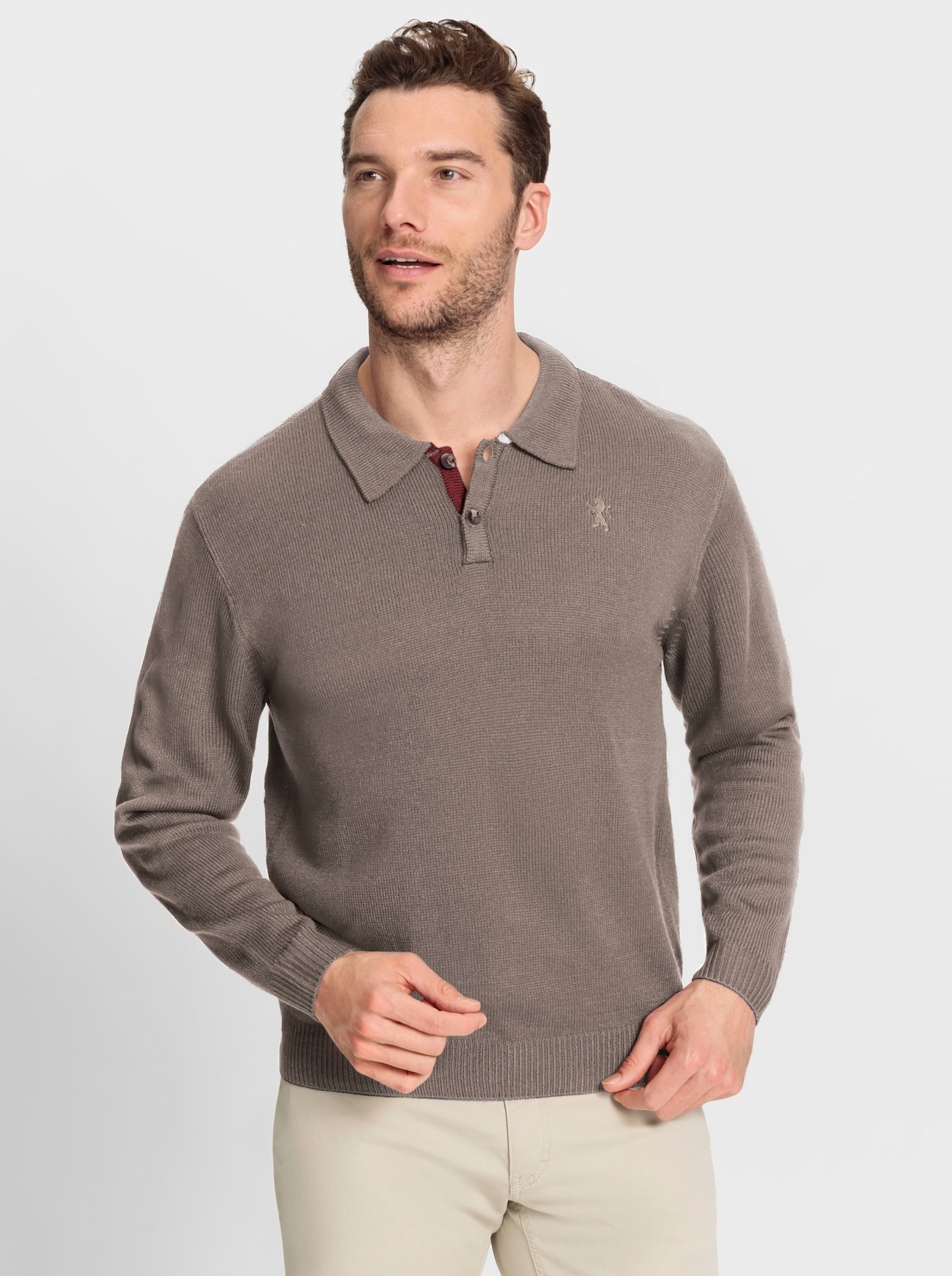 Catamaran Polopullover met ribboordjes - taupe