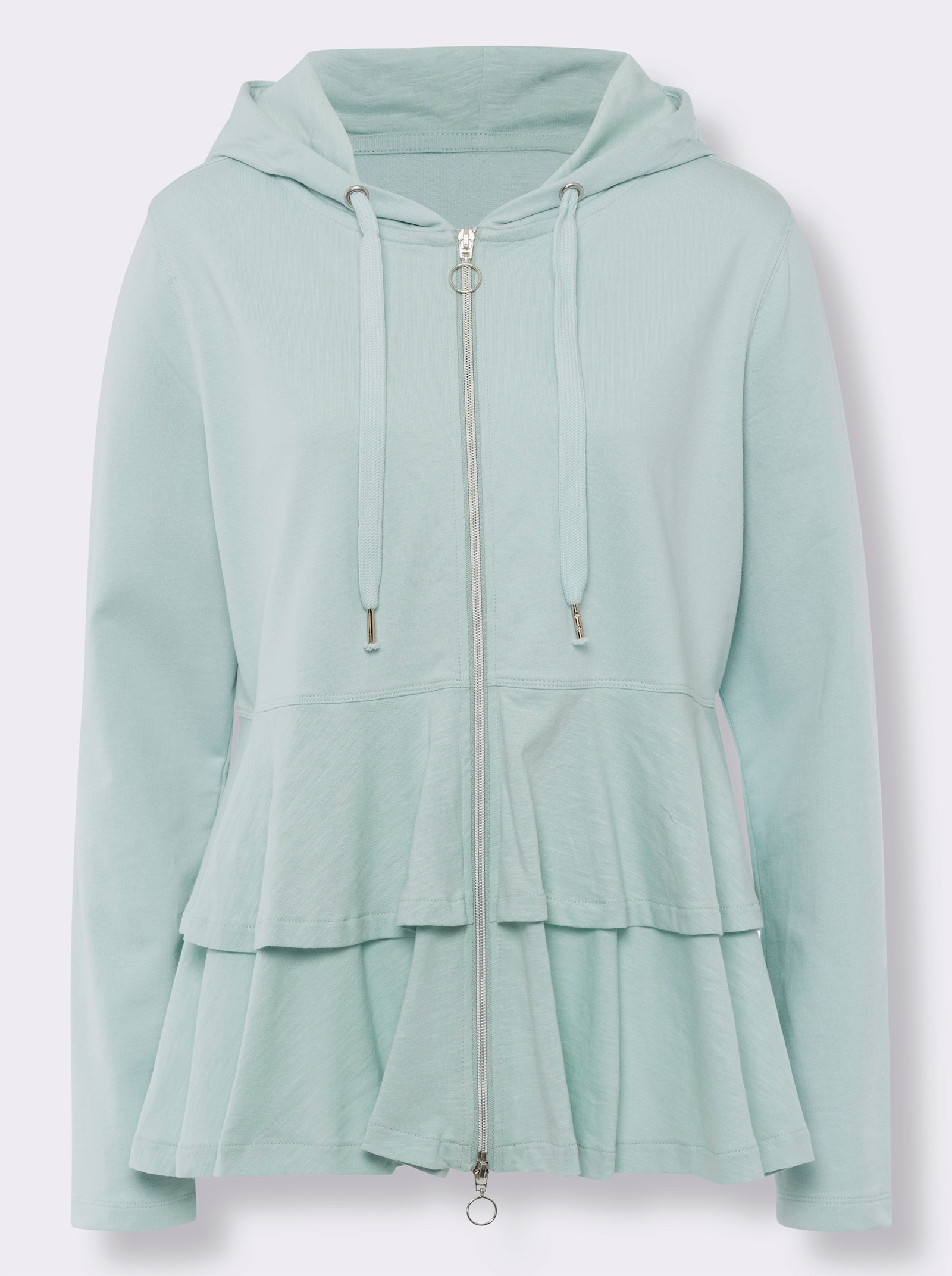 heine Shirtjacke mit Volants - kalkmint