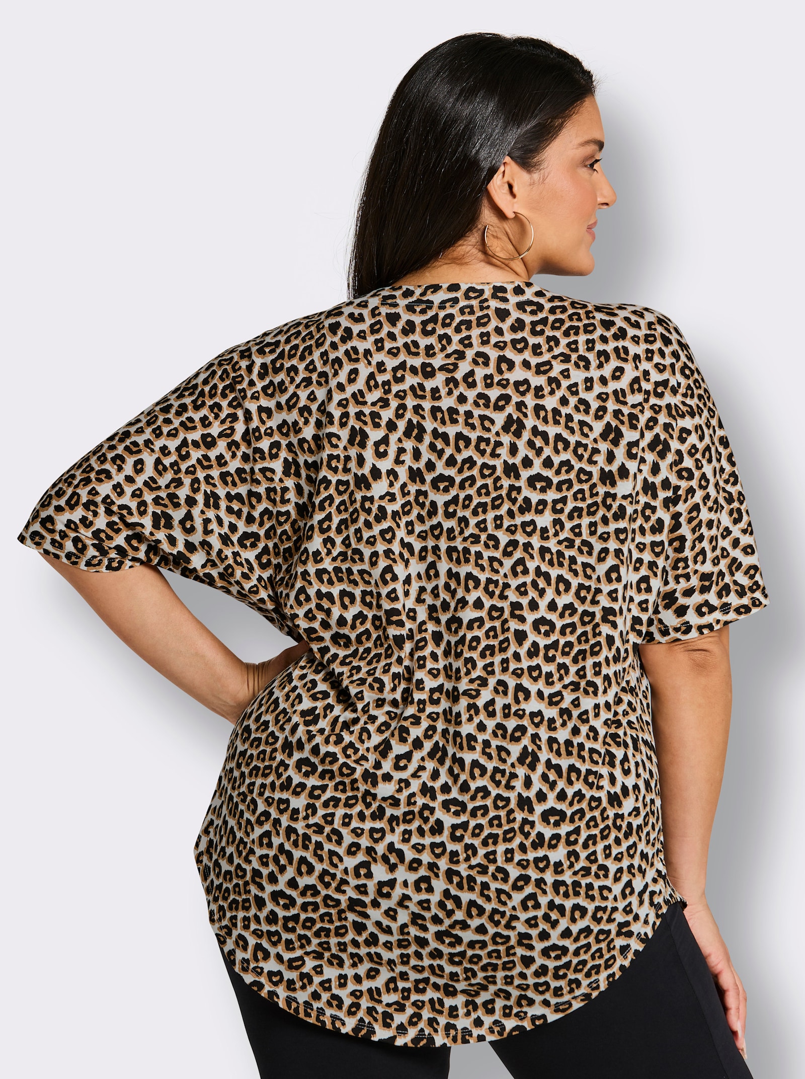 Sommerkleid mit Reißverschluss, bedruckt - schwarz-camel-bedruckt