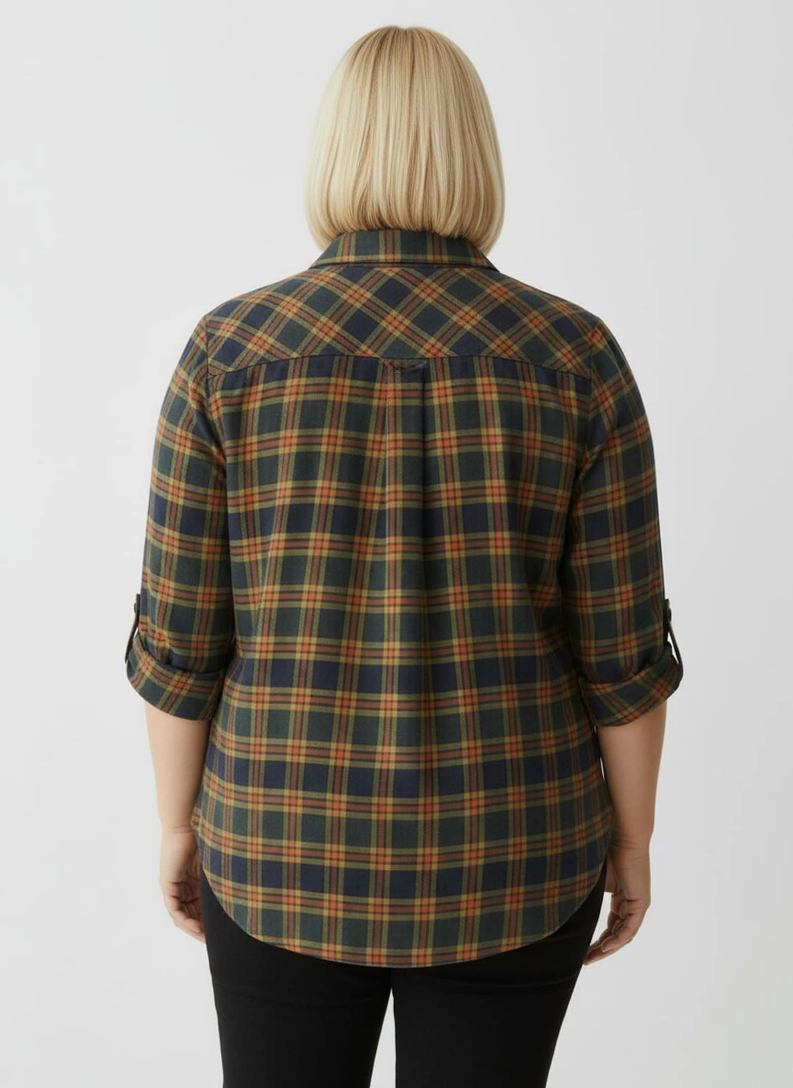 Flanellbluse mit Karo-Muster - oliv-rostrot-kariert