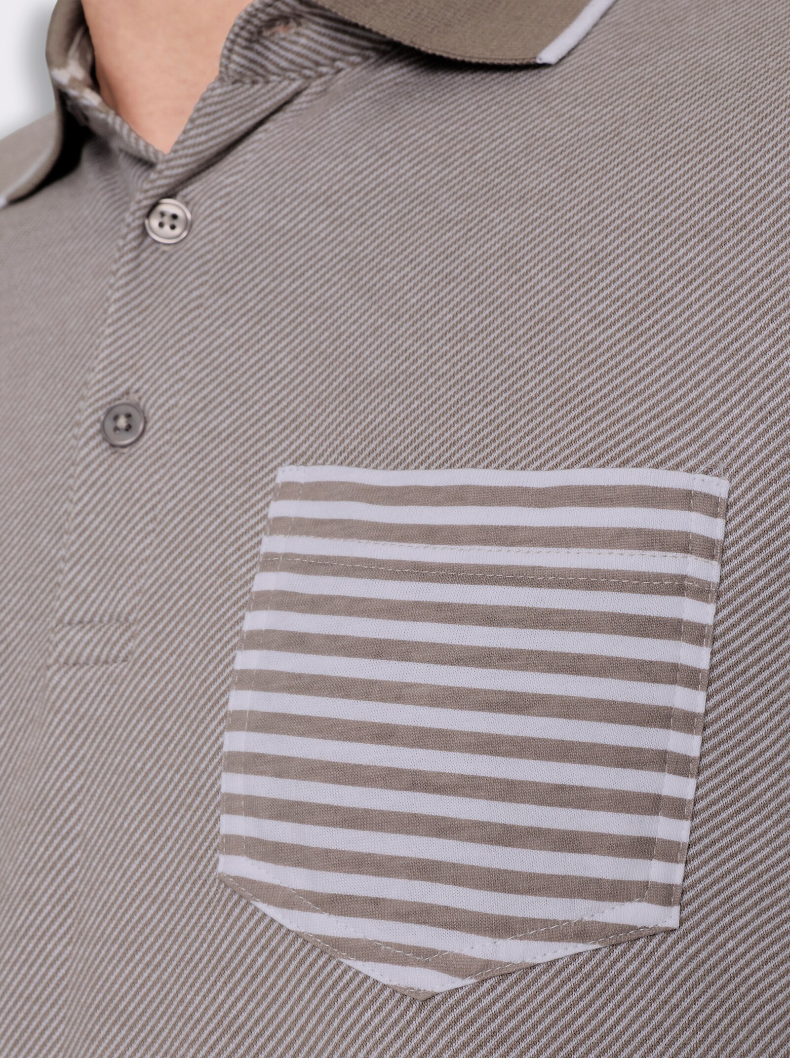 Marco Donati Kurzarmshirt in Jacquard-Qualität, mit Modal - taupe-gestreift