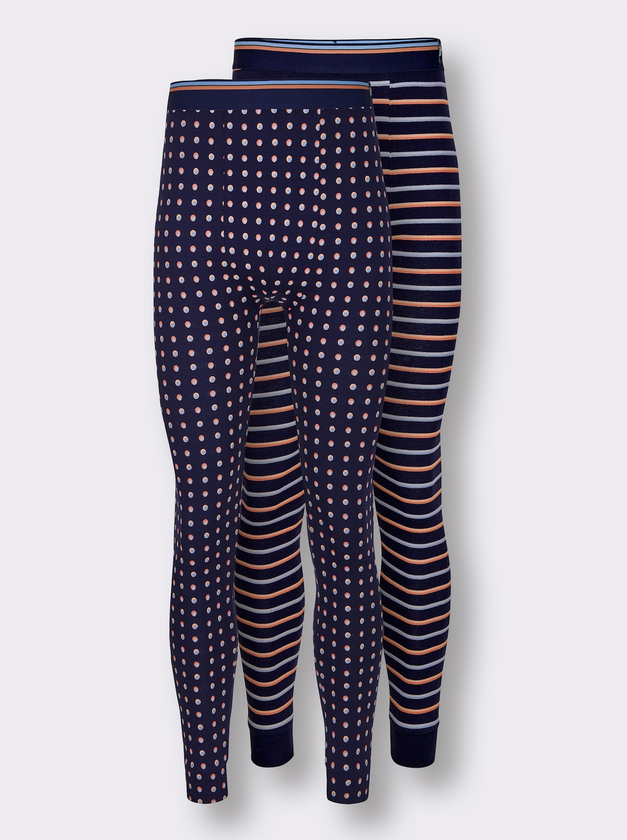 wäschepur men Hose lang - marine-getupft + marine-gestreift