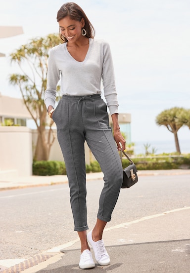 Vivance Jogger Pants - grau gestreift