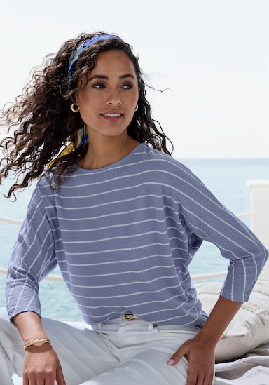 Vivance 3/4-Arm-Shirt - blau, weiß
