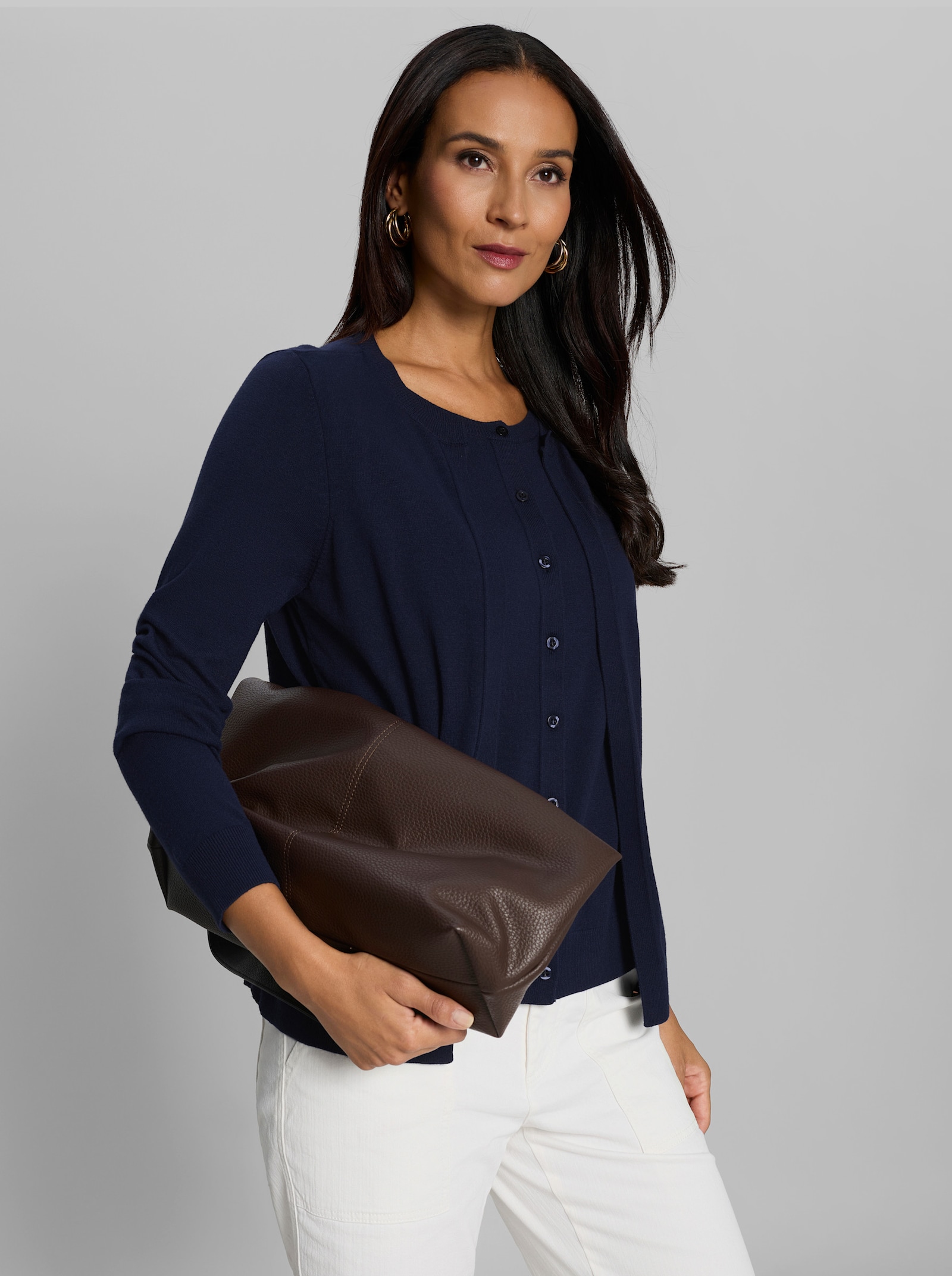 heine Strickjacke in 2-in-1-Optik - marine