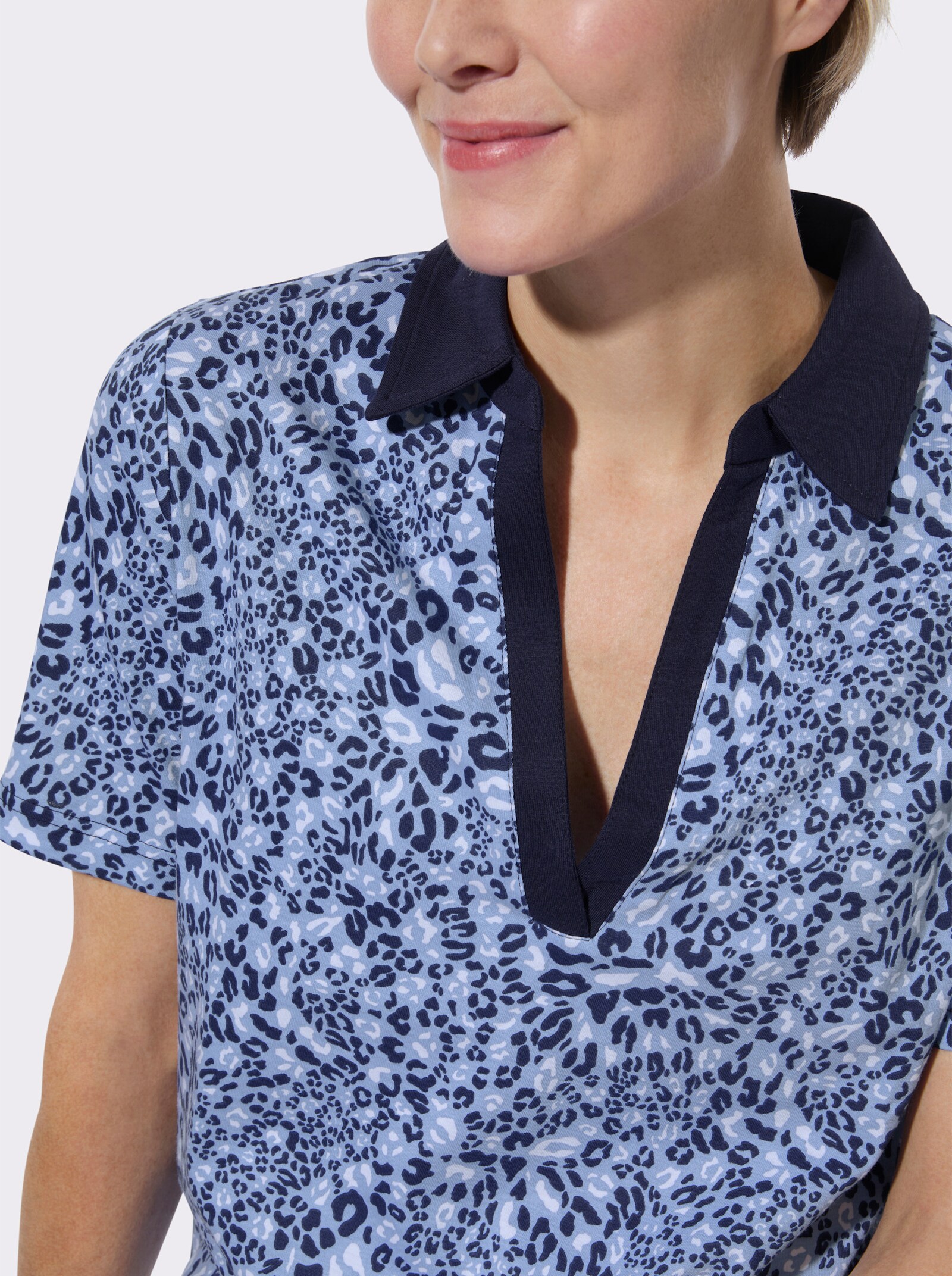 Poloshirt im Animal-Dessin - bleu-marine-bedruckt