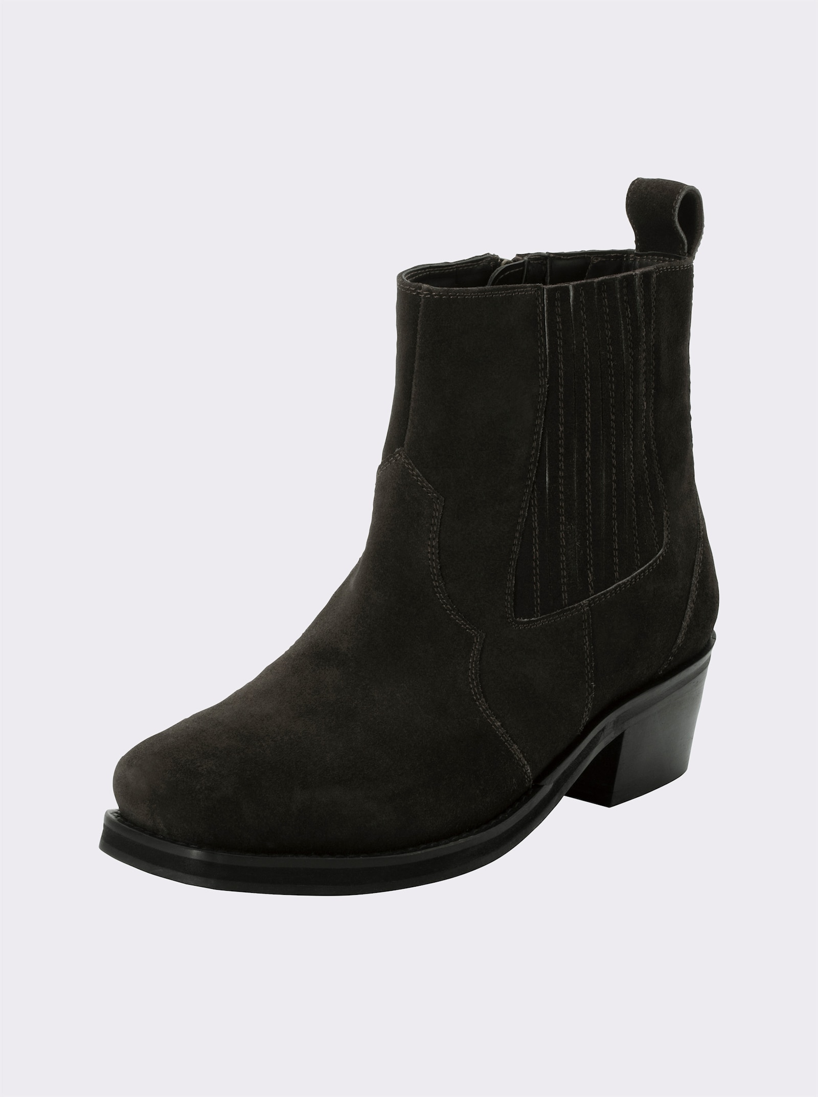 sheego Cowboy Stiefelette aus Veloursleder - schoko
