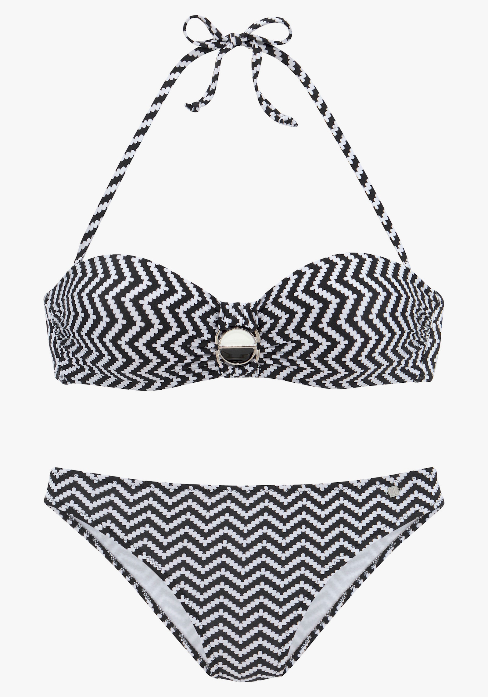 JETTE Bandeaubikini met beugel - zwart/wit