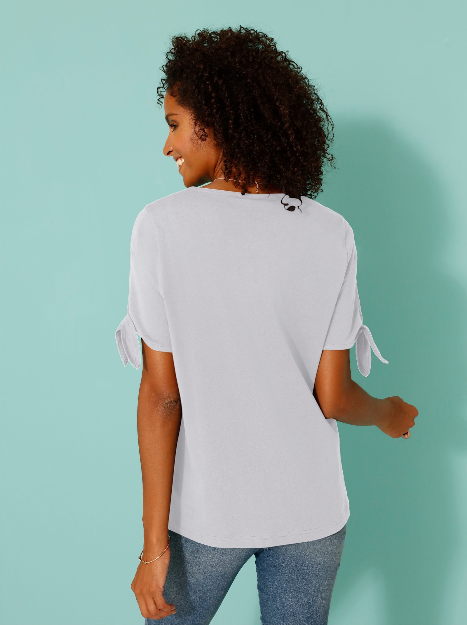 Tričko s krátkymi rukávmi s viazačkou - biela