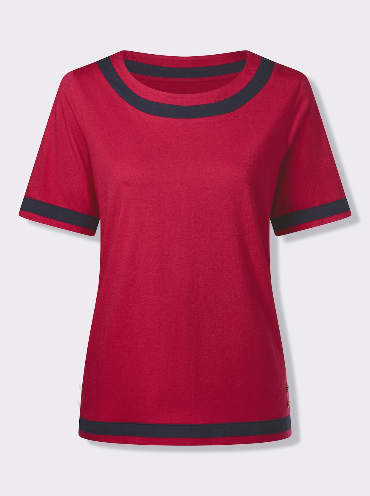 Kurzarmshirt - rot-marine