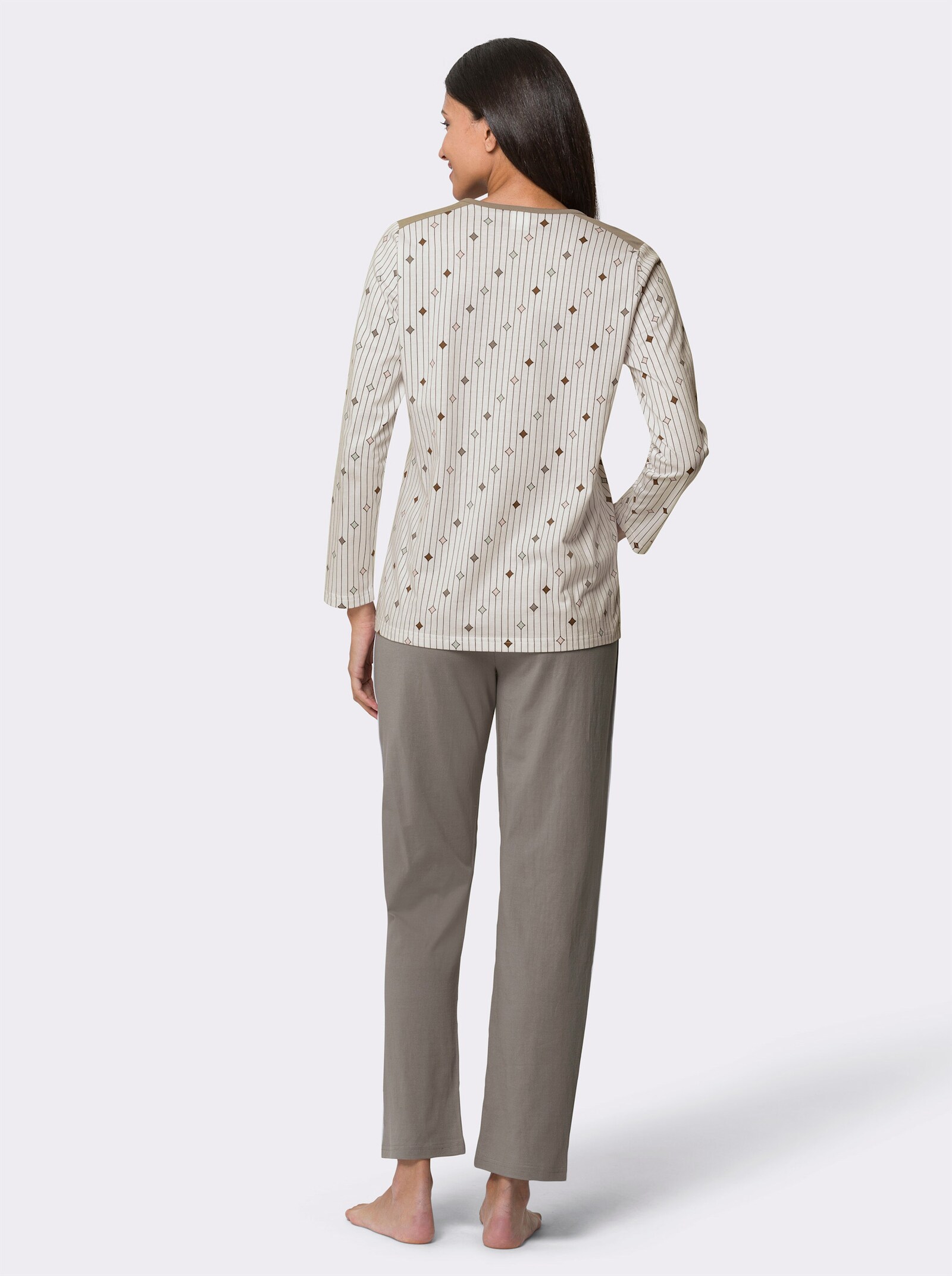 Pyžamo s grafickým vzorem - ecru-šedá