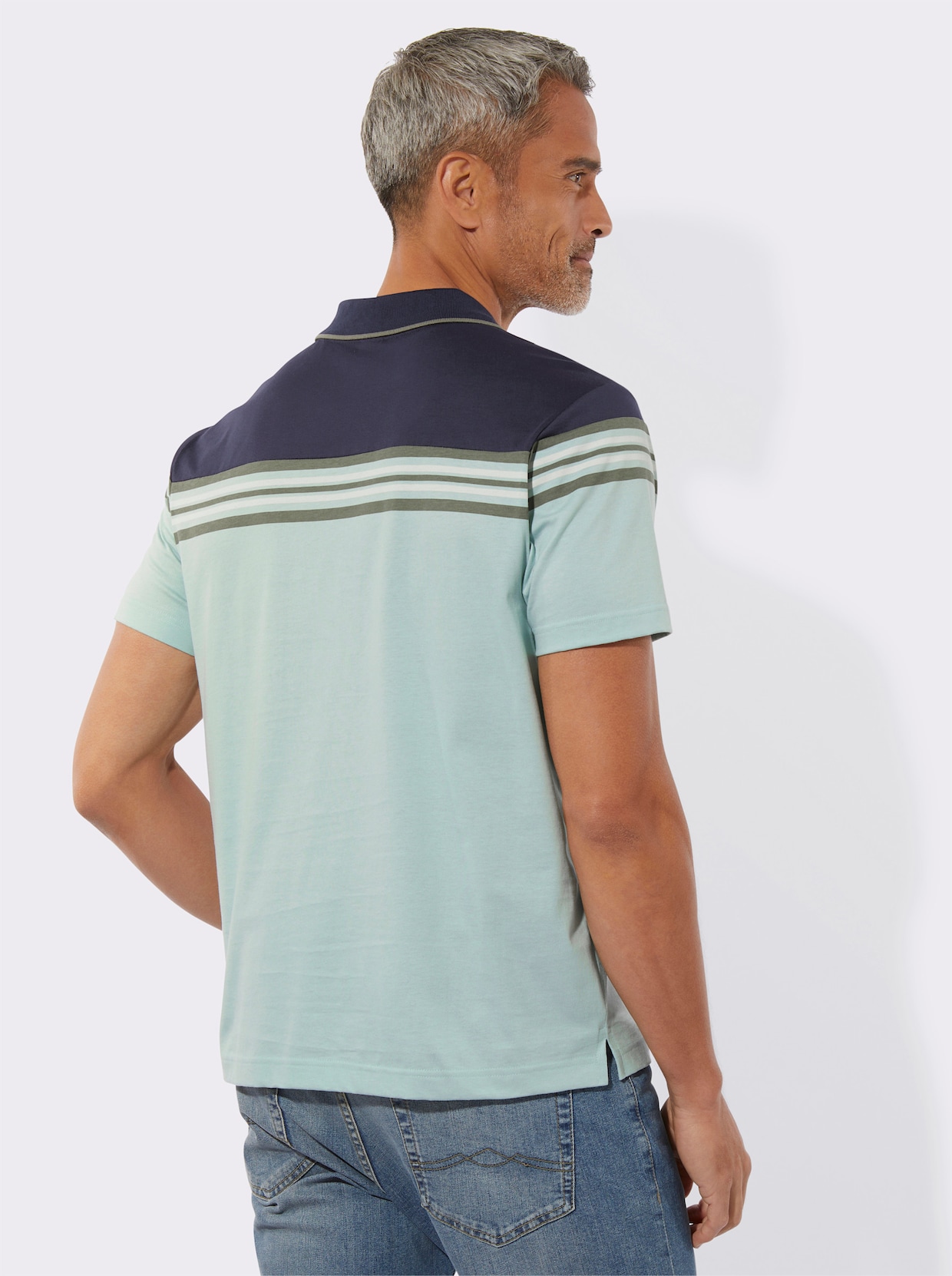 Poloshirt - marine-kalkmint