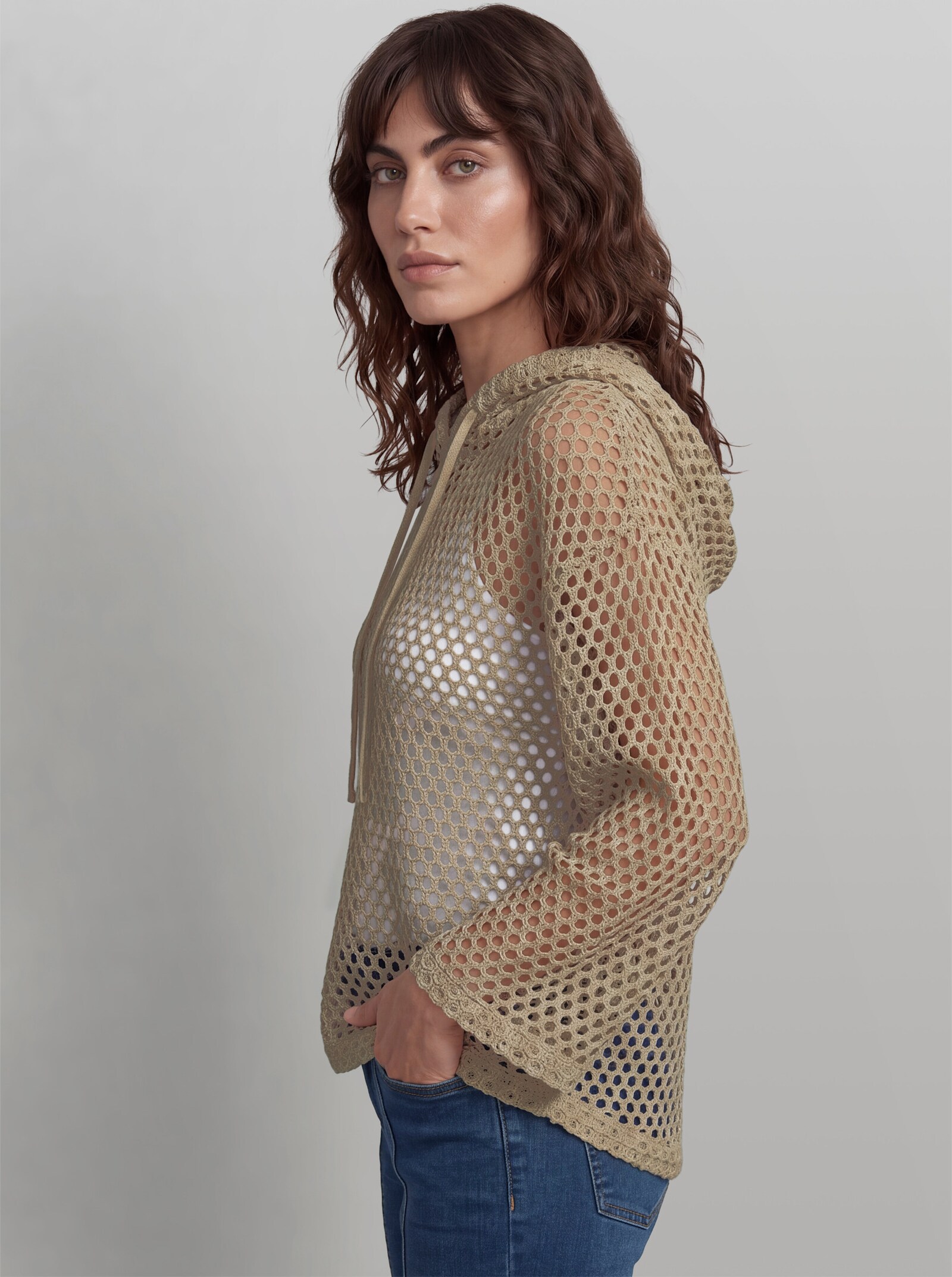 heine Pullover im Ajourstrick - beige