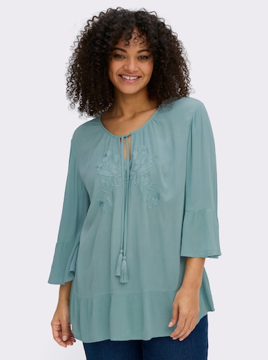 sheego Tuniek met ton-sur-ton borduursels - oceaan