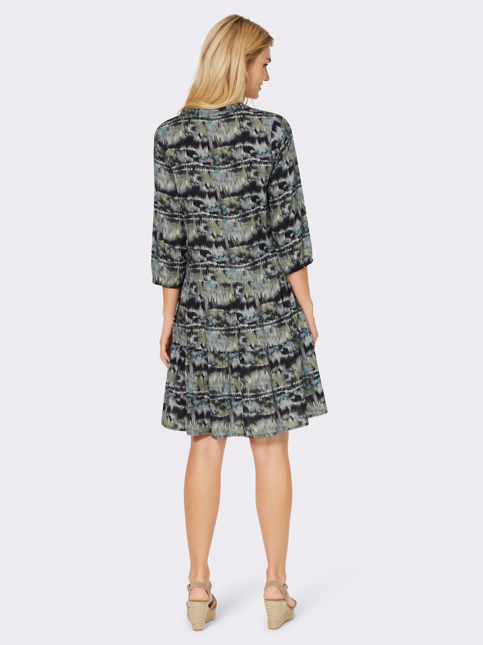 heine Druckkleid mit elastischen Bündchen - schilf-jade-bedruckt