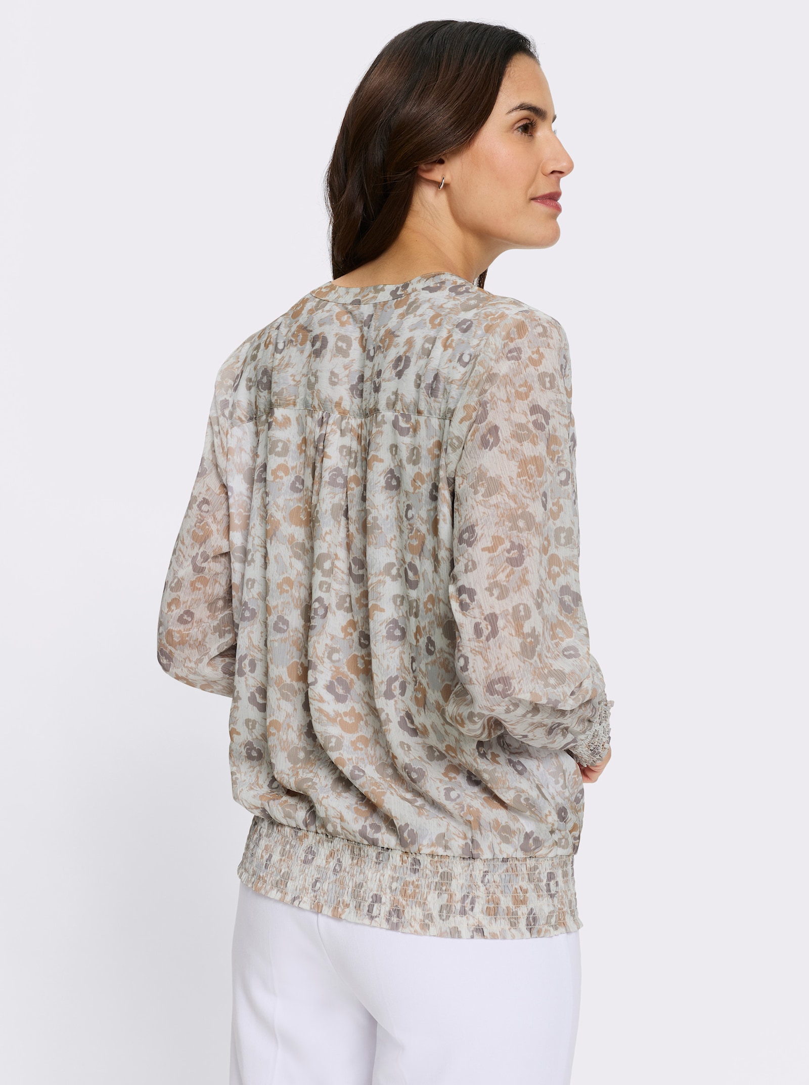 Druckbluse - ecru-sesam-bedruckt