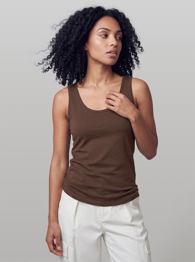 heine Shirttop mit Rundhals-Ausschnitt - schoko