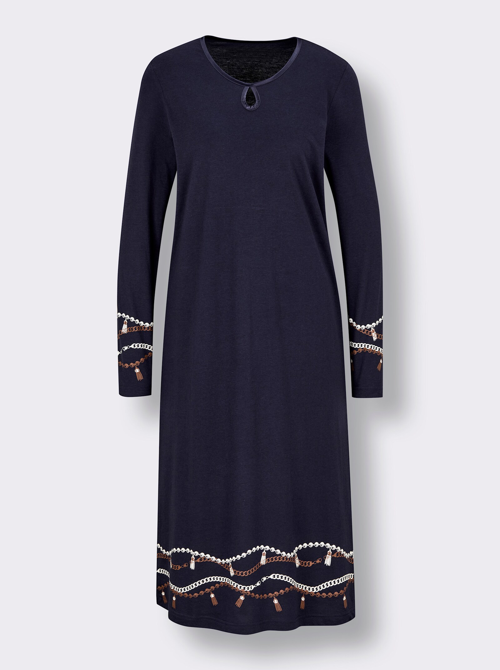 wäschepur Nachthemd mit Kettendruck - marine-champagner-bedruckt