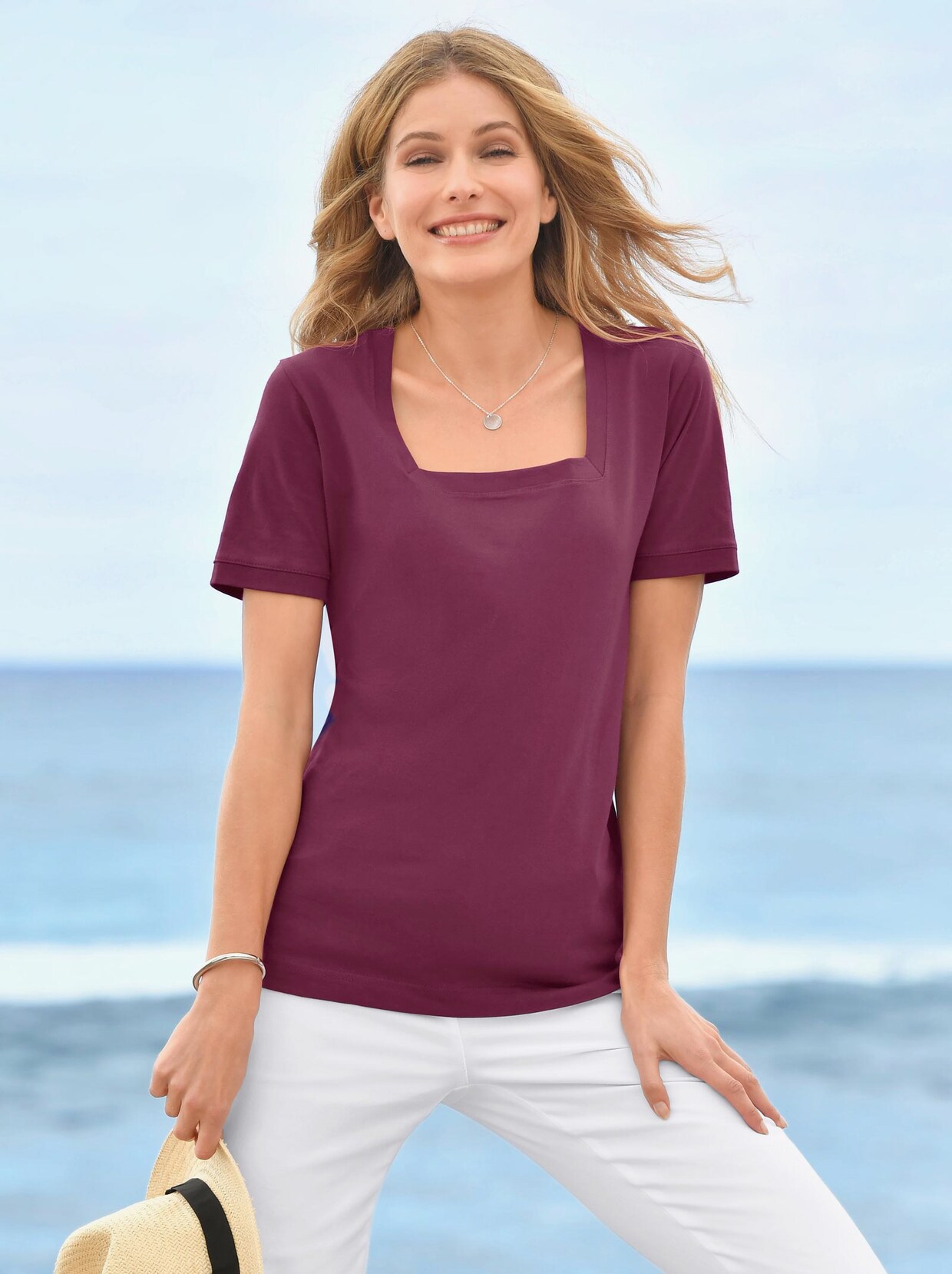Kurzarmshirt - bordeaux
