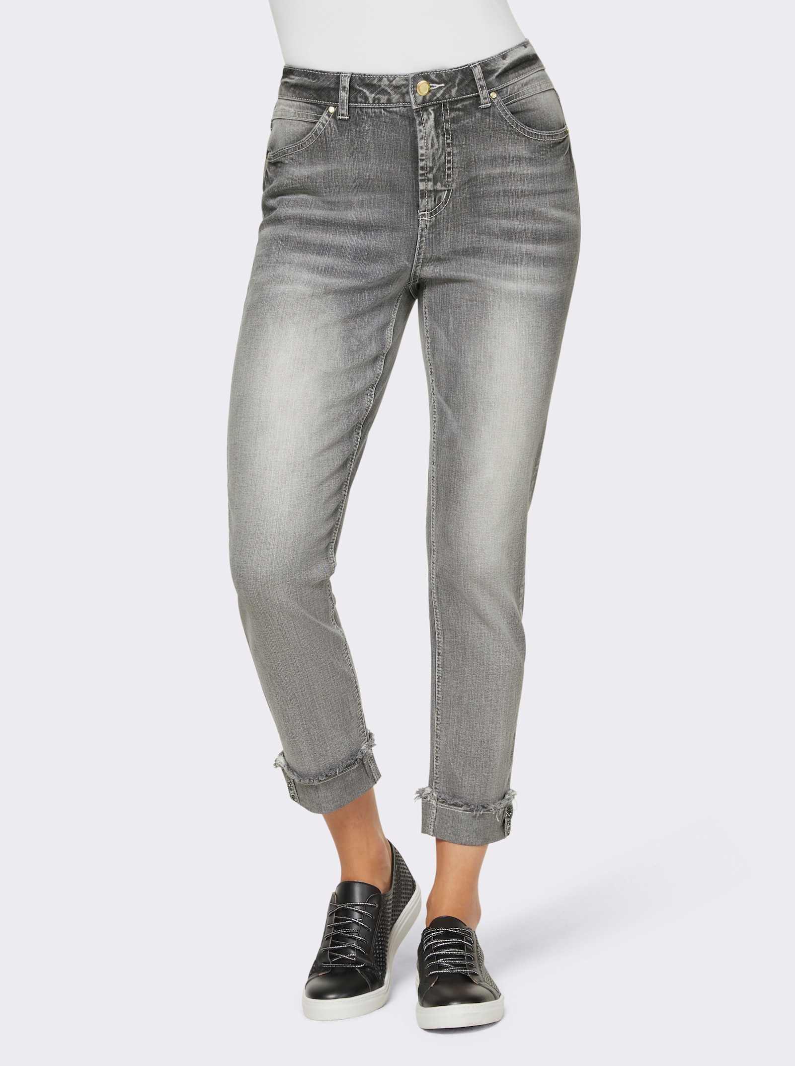heine 7/8-jeans met pijpomslag, vast - light grey-denim
