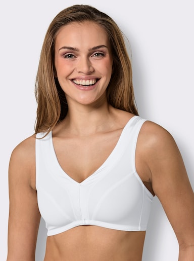 wäschepur Komfort-BH ohne Bügel mit glänzendem Einsatz - weiß