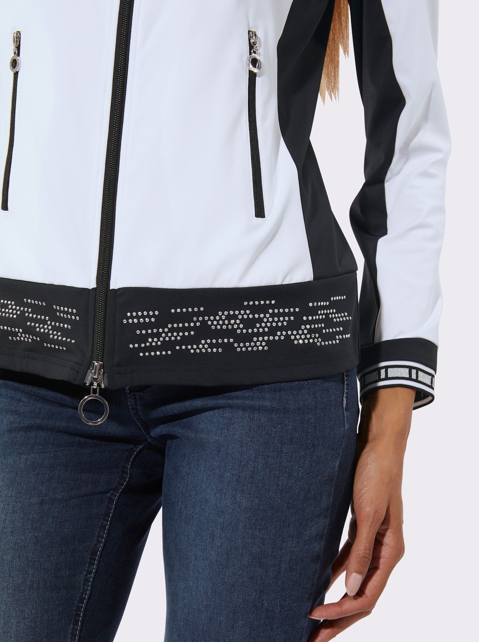 Shirtjacke - weiß-schwarz