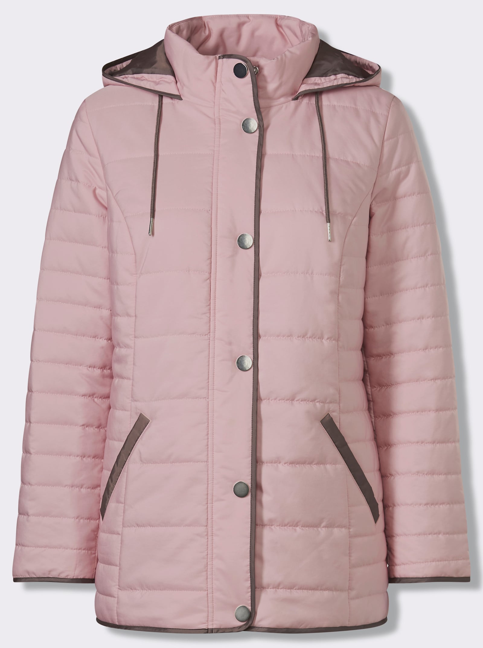 Steppjacke mit Kapuze und Stehkragen - hortensie