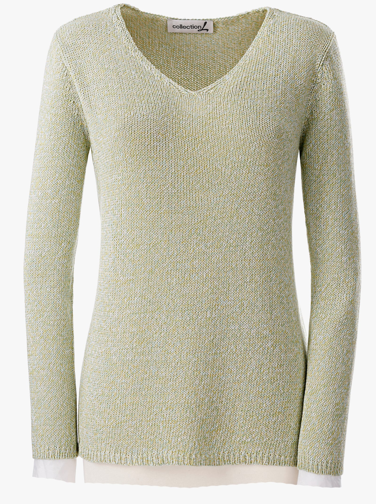 Gebreide pullover van gemêleerd garen - groen gemêleerd