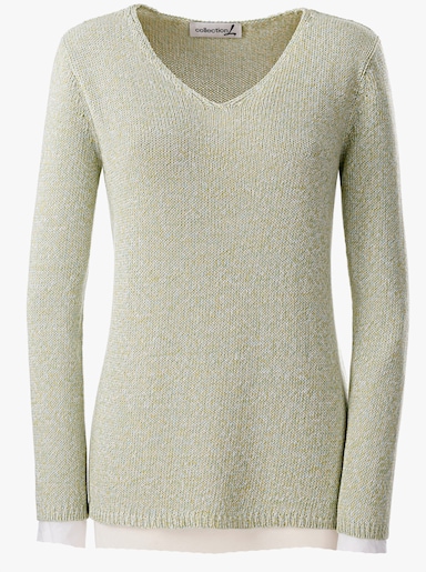 Strickpullover aus Melangegarn - grün-meliert