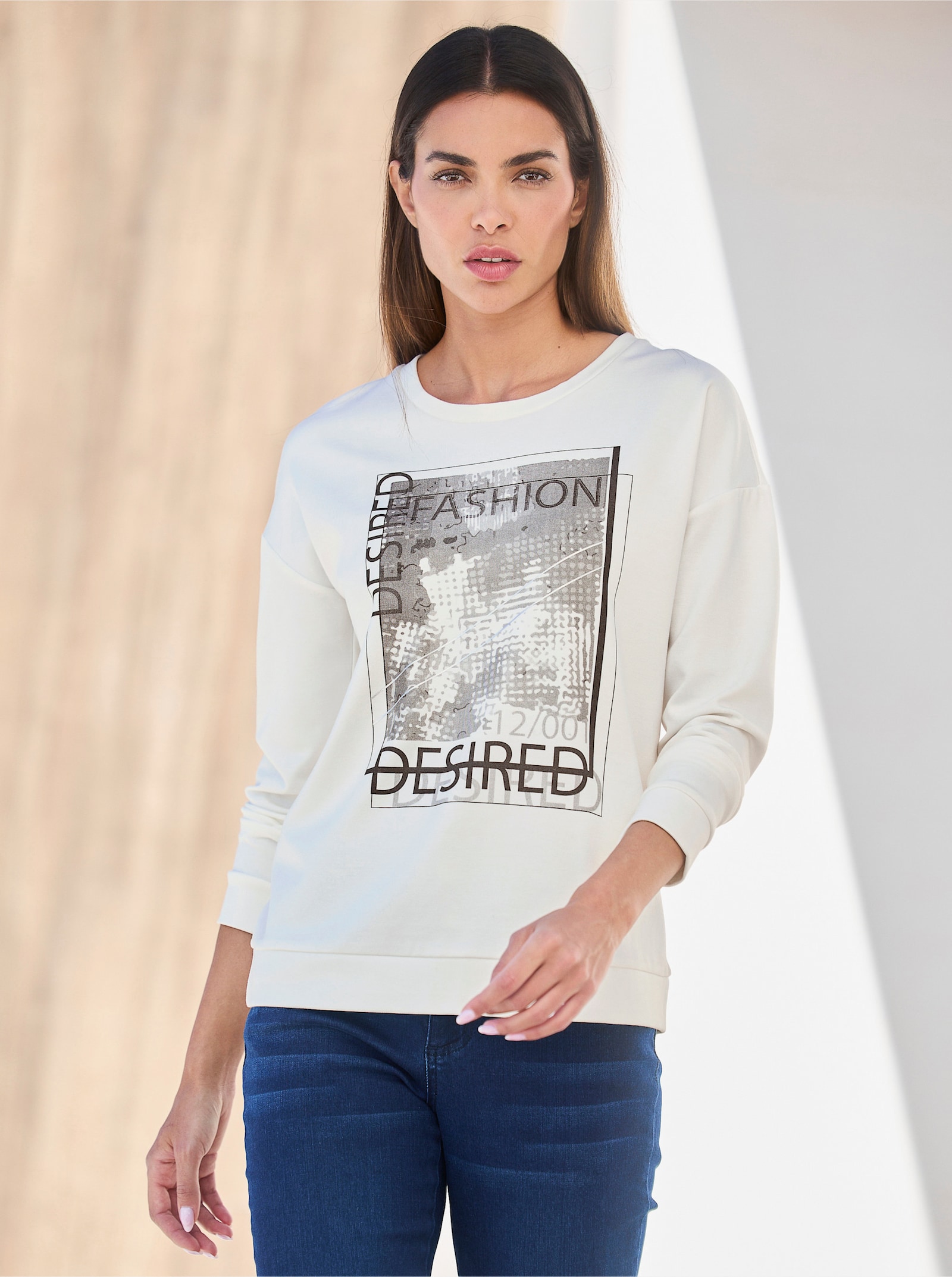heine Sweatshirt met oversized schouders - ecru